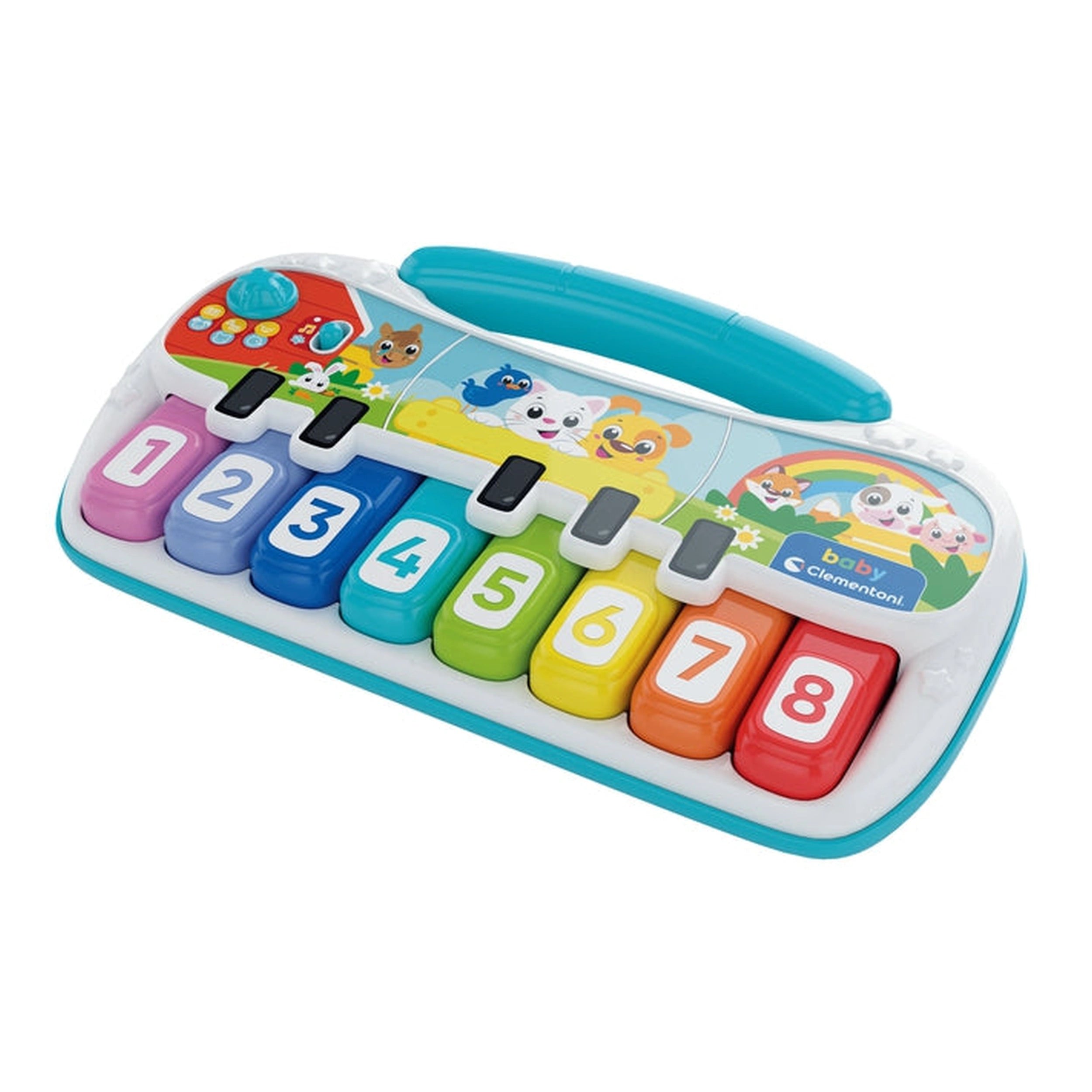 Baby Clementoni - Pianola de los Animales Suena y Aprende Juguetes de Actividad para Bebés - Edición Italiana