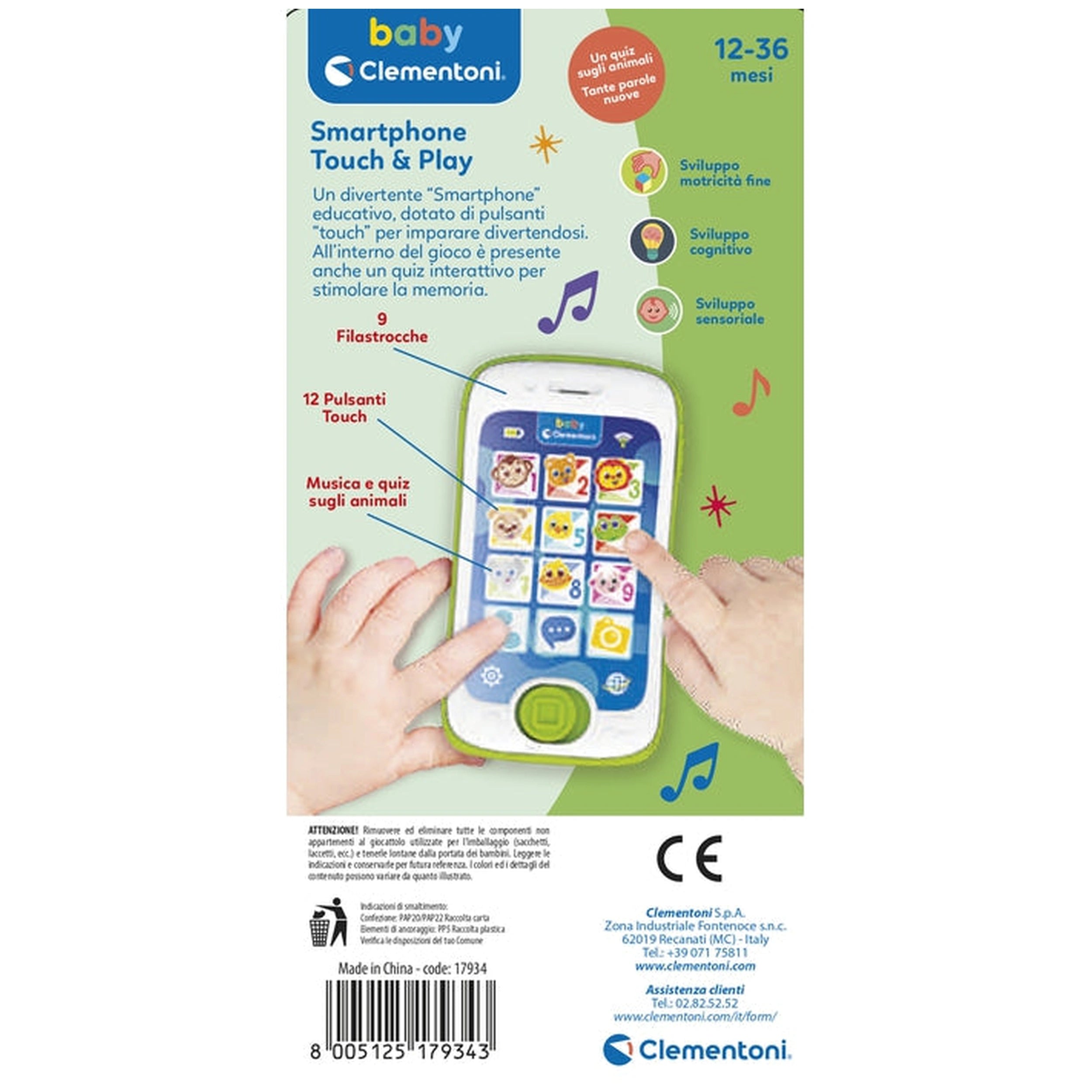 Baby Clementoni - Smartphone Touch & Play Baby Activity Toys - Italian Edition