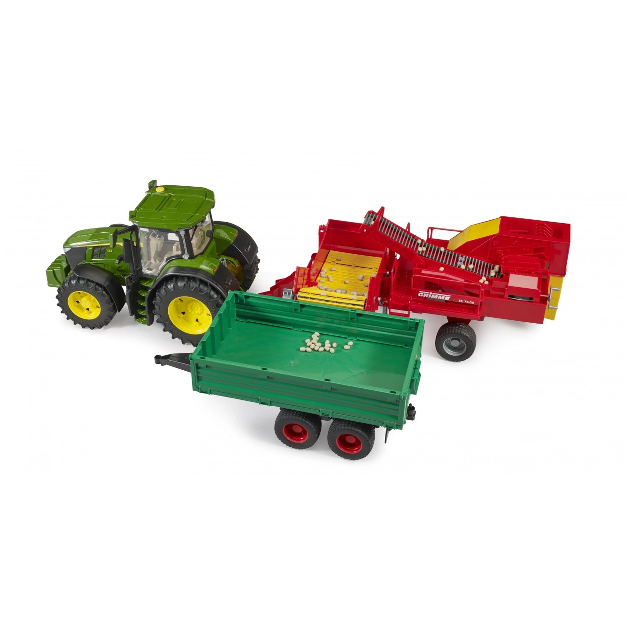 Bruder - Grimme Se75 30 Excavadora de Patatas con 80 Patatas de Imitación - Vehículo de Juego