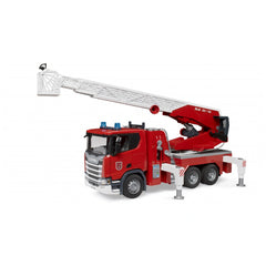 Bruder - Camión de Bomberos Scania Super 560R con Escalera, Bomba de Agua y Módulo de Luz y Sonido - Vehículo de Juego