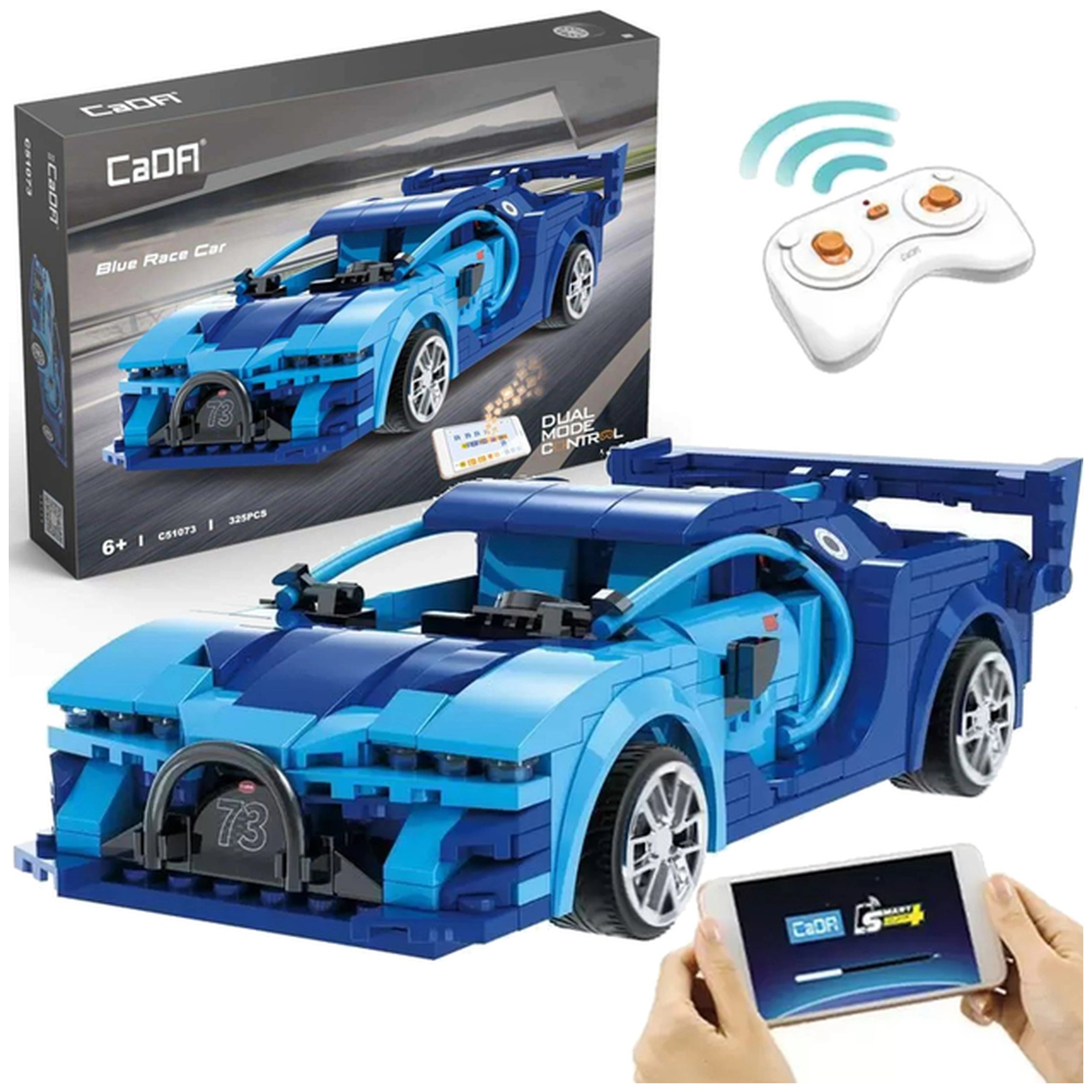 CaDA - RC Blue Race Car Dual Mode Controller - Construction Set Toys