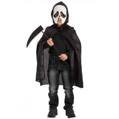 Carnival Toys - Black Ghost Costume Set With Hood Mask And Sickle For Kids - Pretend Professions And Role Playing