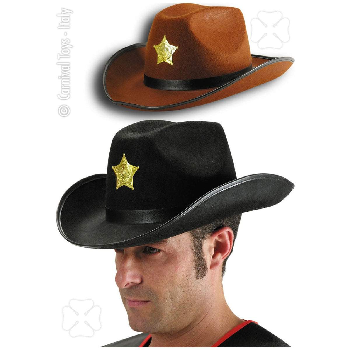Carnival Toys - Felt Adult Sheriff Hat In Brown And Black For Fun Role Play - Pretend Professions And Role Playing