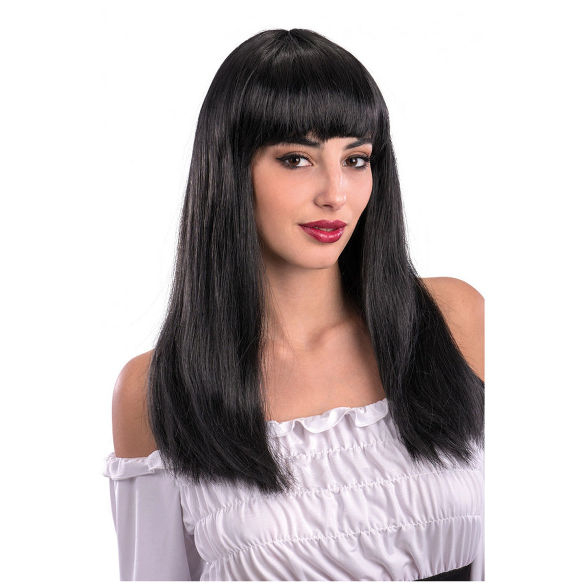 Carnival Toys - Long Smooth Black Wig With Fringe For Dress Up Fun - Pretend Professions And Role Playing