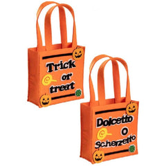 Carnival Toys - Orange Felt Halloween Bag For Trick Or Treat Fun 16 X 16 Cm - Pretend Professions And Role Playing