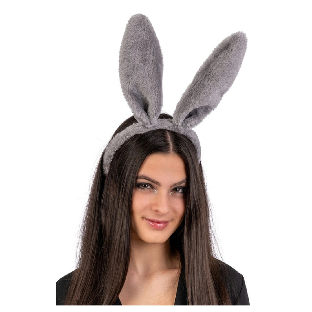 Carnival Toys - Juegos de imitación - Diadema flexible con orejas de conejo gris - Adulto