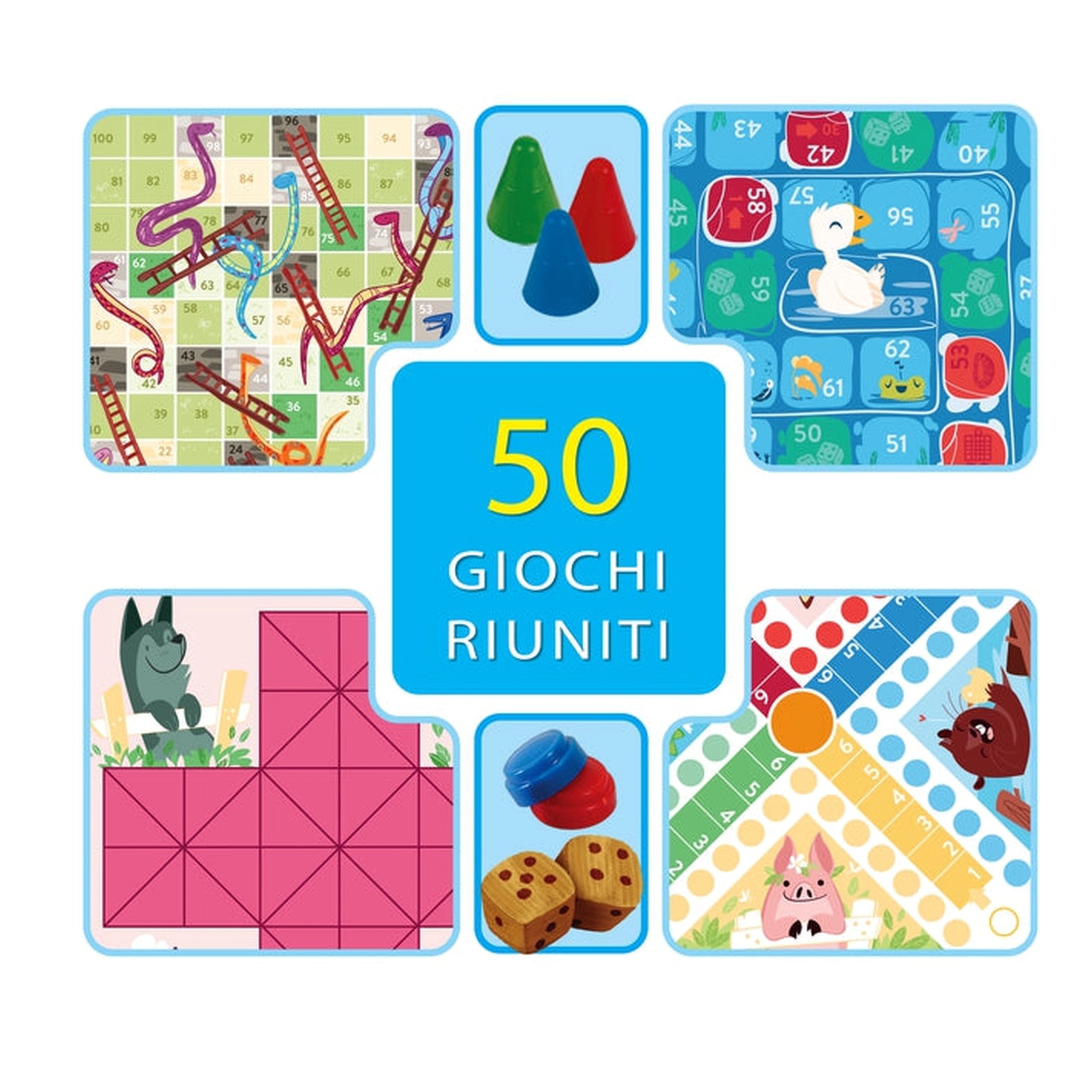 Clementoni - 50 Giochi Riuniti Board Games - Italian Edition