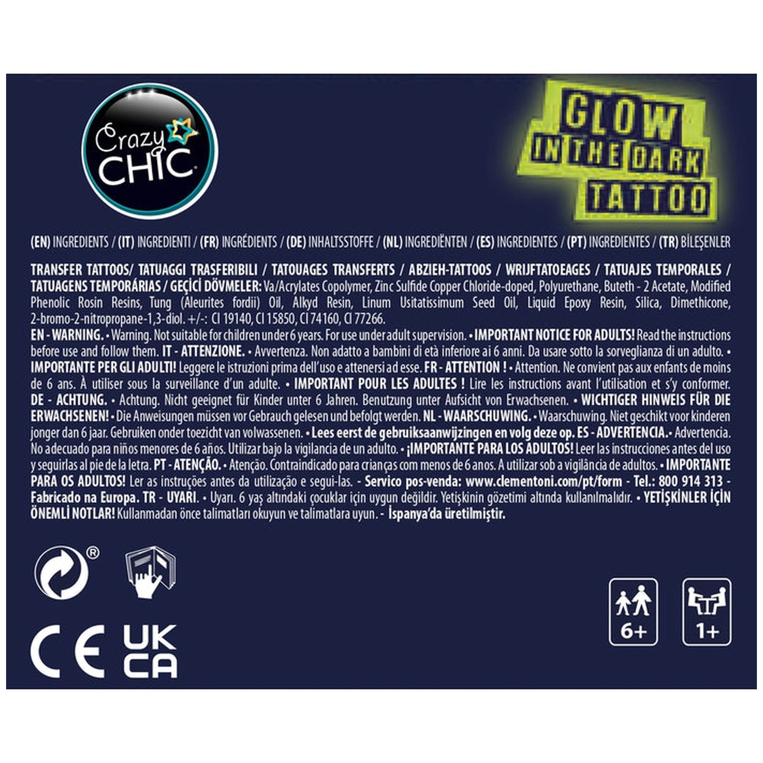 Clementoni Crazy Chic  - Glow In The Dark Tattoo Makeup