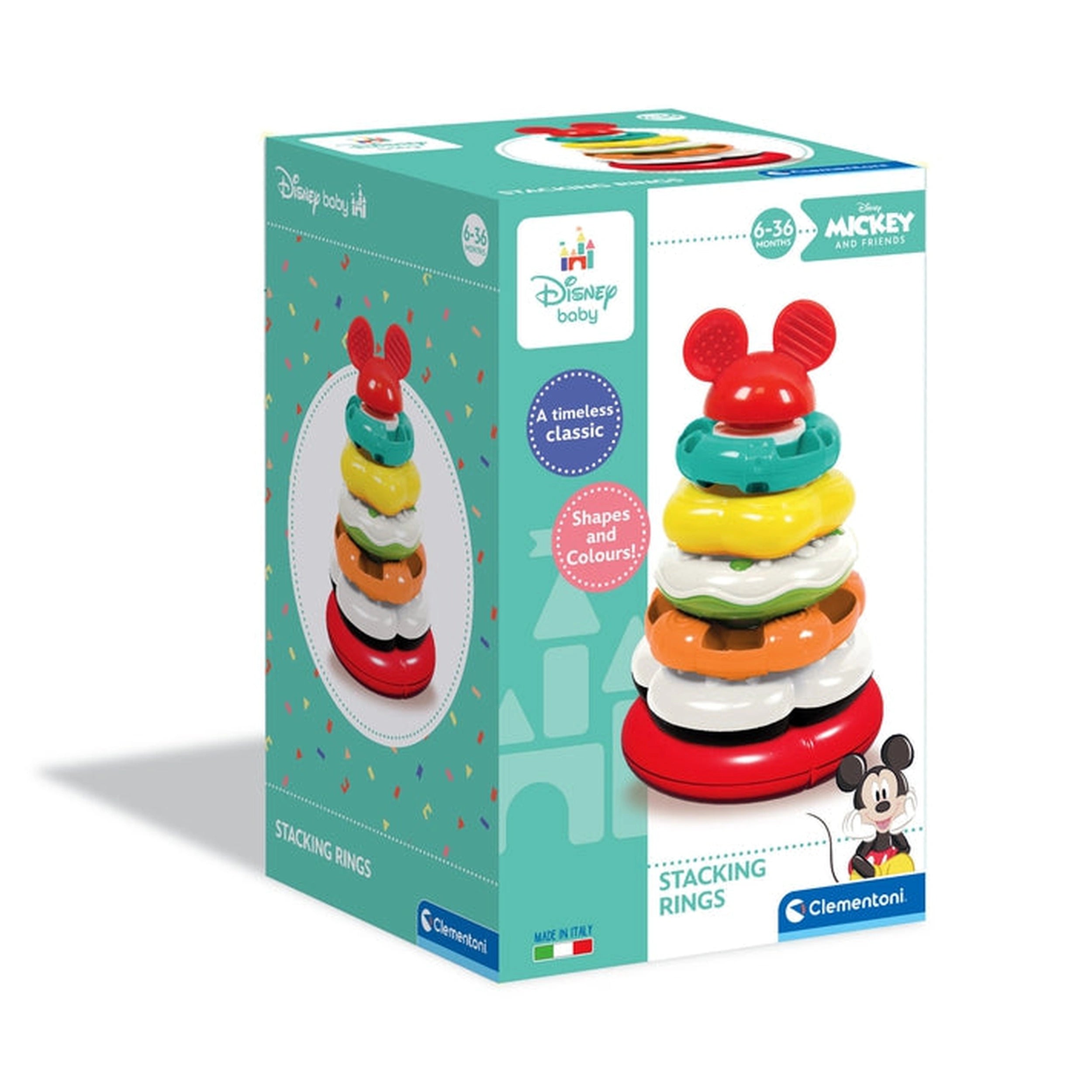 Clementoni Disney Baby - Anillos Apilables de Baby Mickey Juguetes de Clasificación y Apilamiento