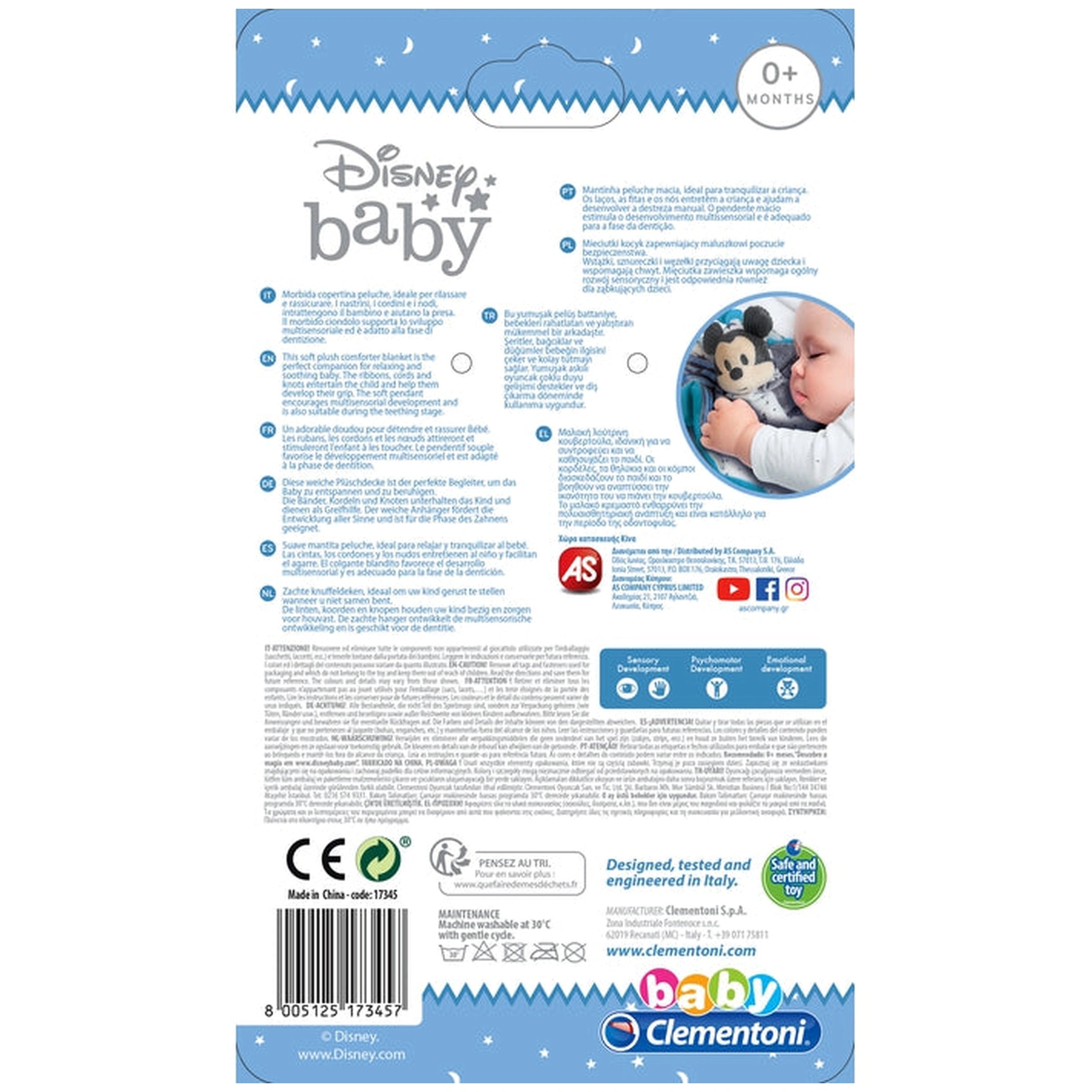 Clementoni Disney Baby - Manta de confort Doudou Baby Mickey