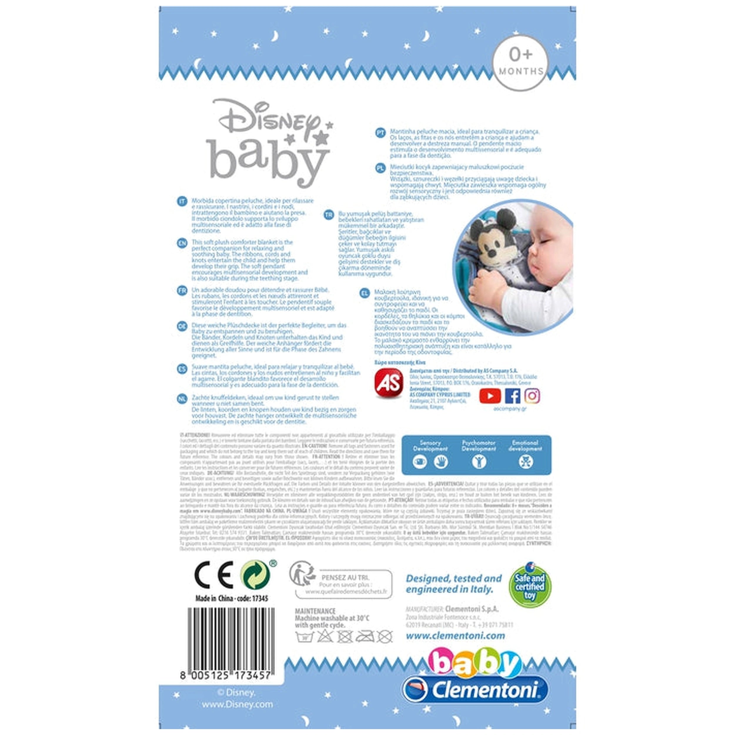 Clementoni Disney Baby - Manta de confort Doudou Baby Mickey