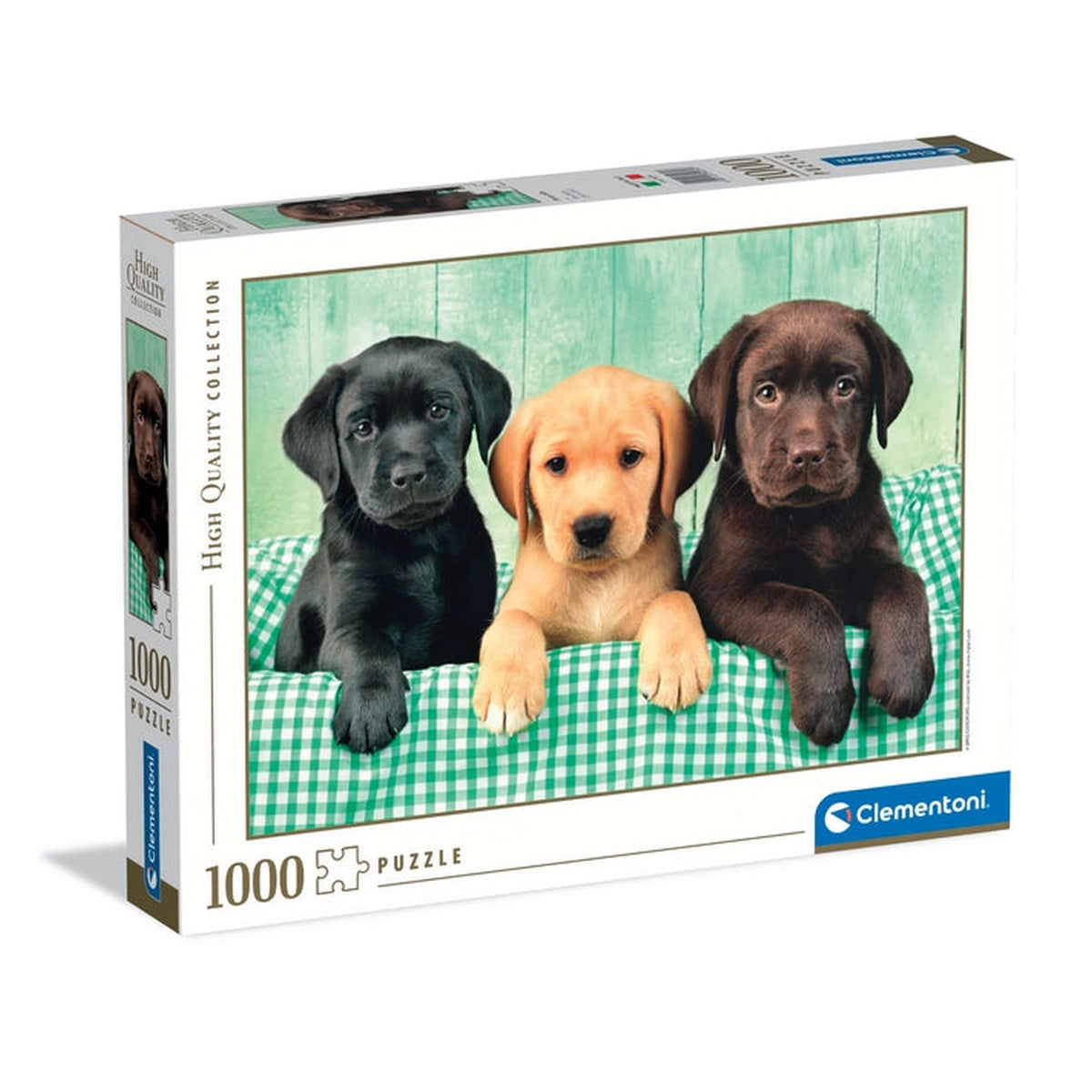 Clementoni Colección de Alta Calidad - Rompecabezas de 1000 Piezas de Tres Cachorros de Laboratorio