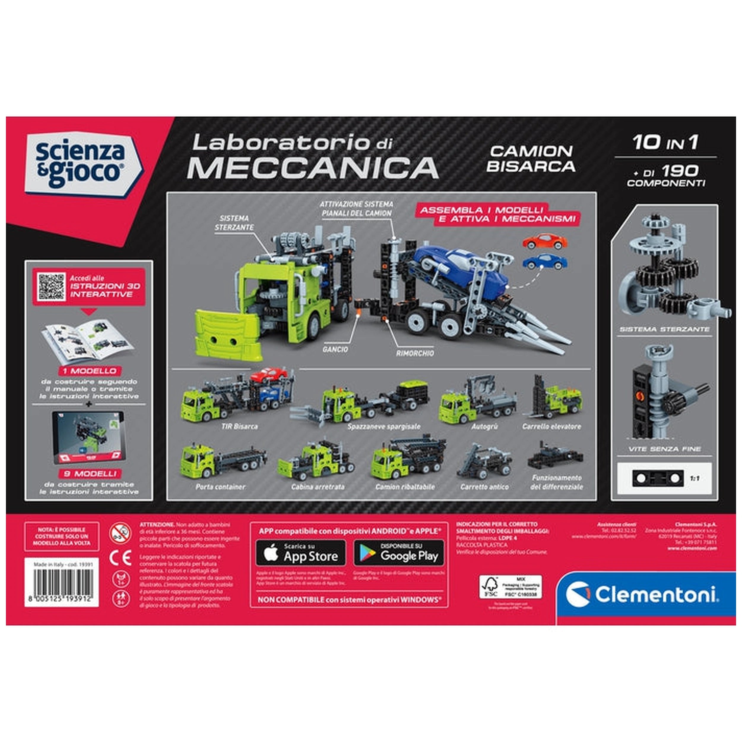 Clementoni - STEM-10-in-1-Mechanics-Truck-Construction-Set-Toys