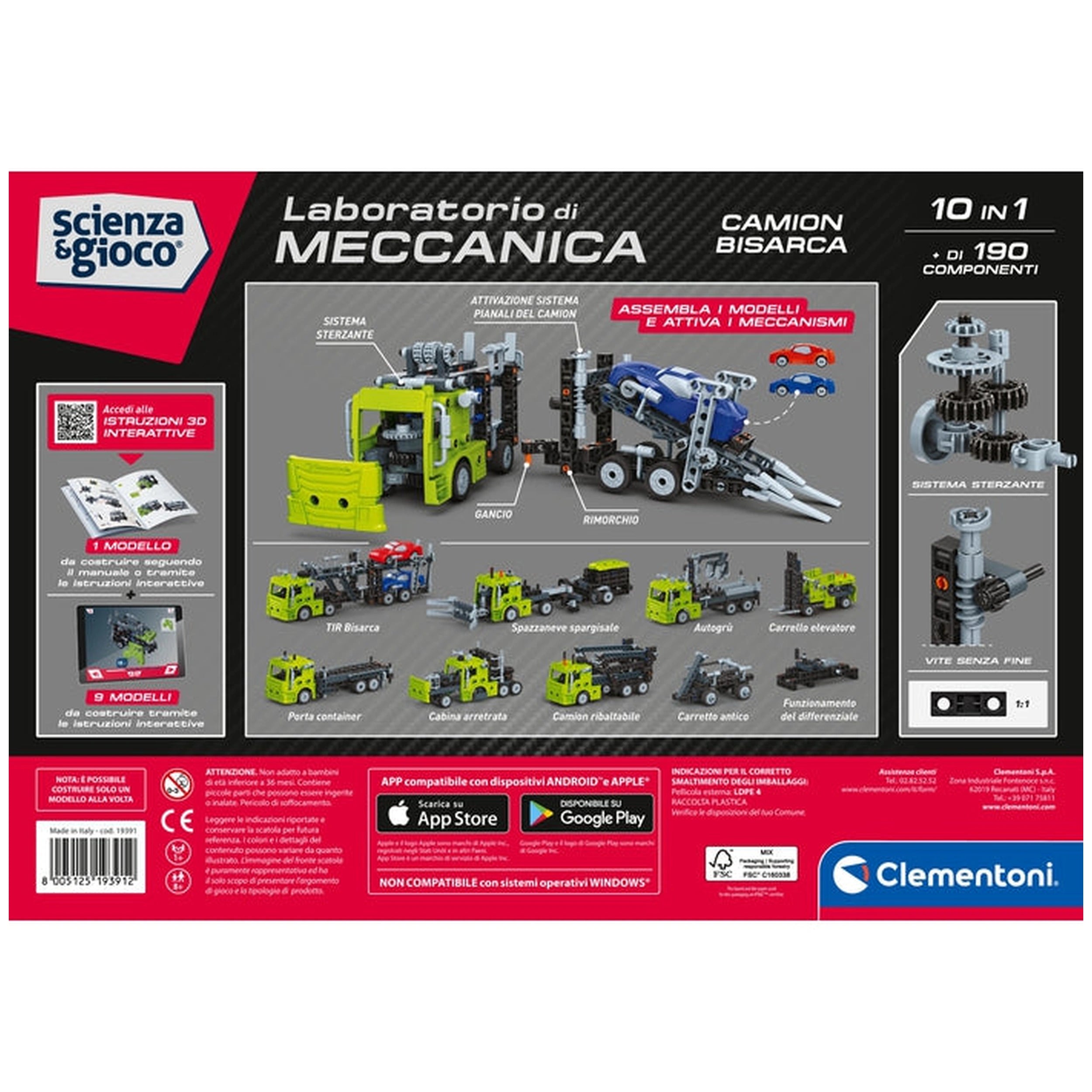 Clementoni - STEM-10-in-1-Mechanics-Truck-Construction-Set-Toys