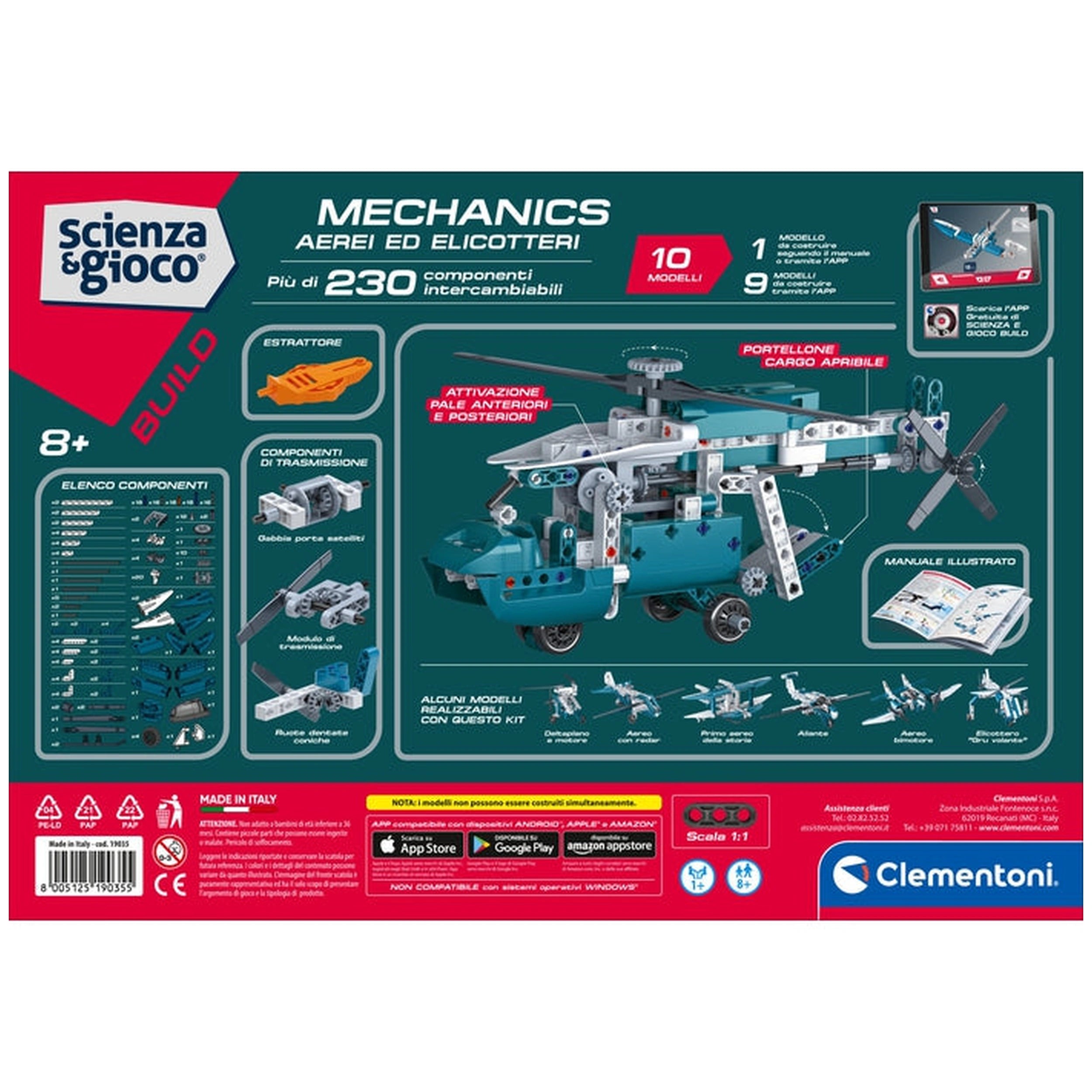 Clementoni Scienza E Gioco Build - Mechanics Build 10 Models - Airplanes And Helicopters Construction Set Toys