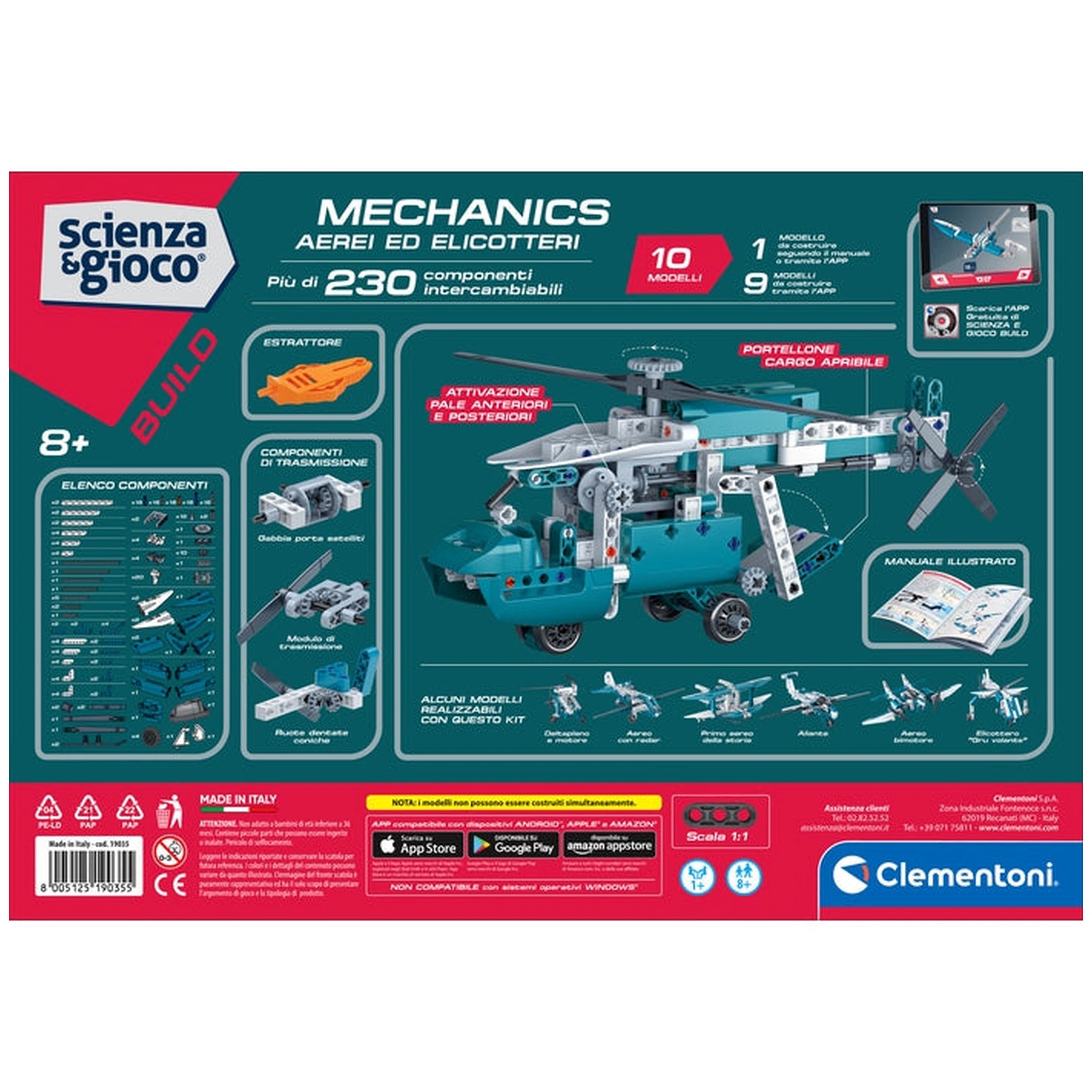 Clementoni Scienza E Gioco Build - Mechanics Build 10 Models - Airplanes And Helicopters Construction Set Toys
