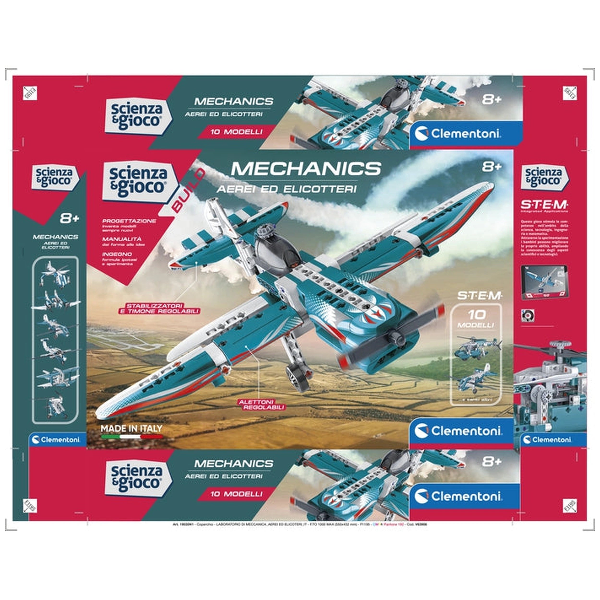 Clementoni Scienza E Gioco Build - Mechanics Build 10 Models - Airplanes And Helicopters Construction Set Toys