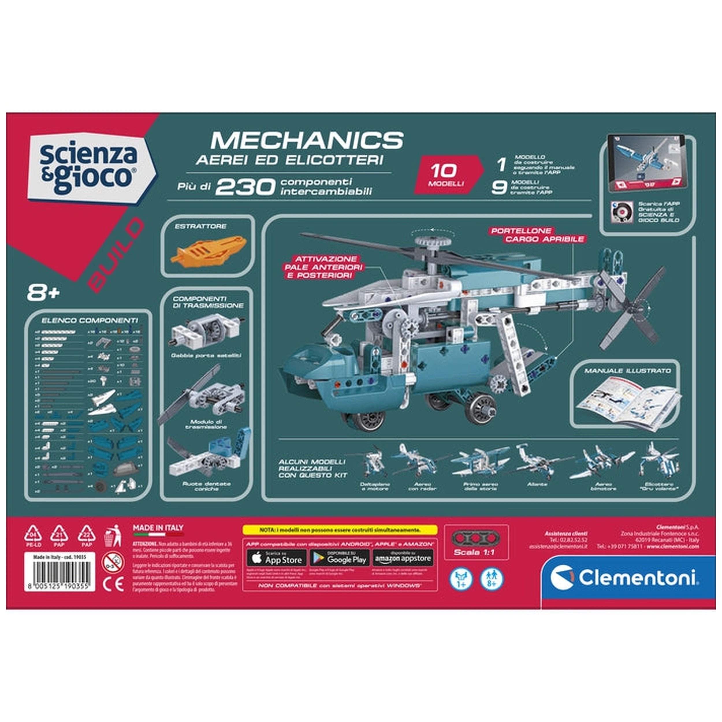 Clementoni Scienza E Gioco Build - Mechanics Build 10 Models - Airplanes And Helicopters Construction Set Toys