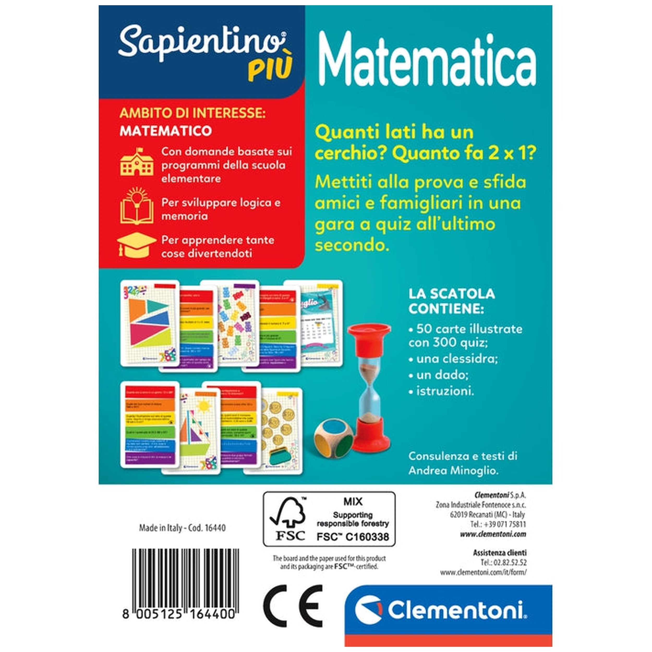 Clementoni - Testa A Testa Juegos de Cartas Matemática - Edición Italiana