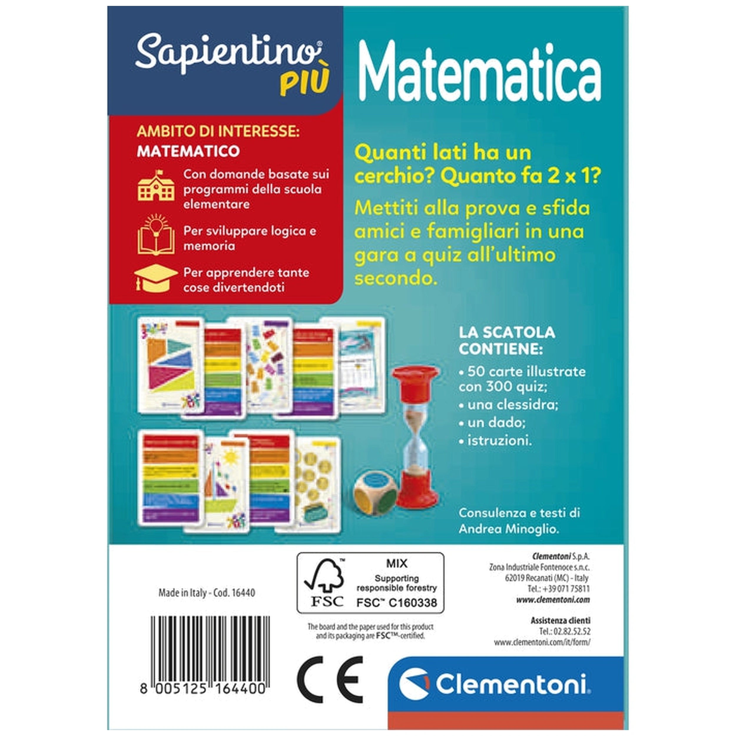 Clementoni - Testa A Testa Juegos de Cartas Matemática - Edición Italiana