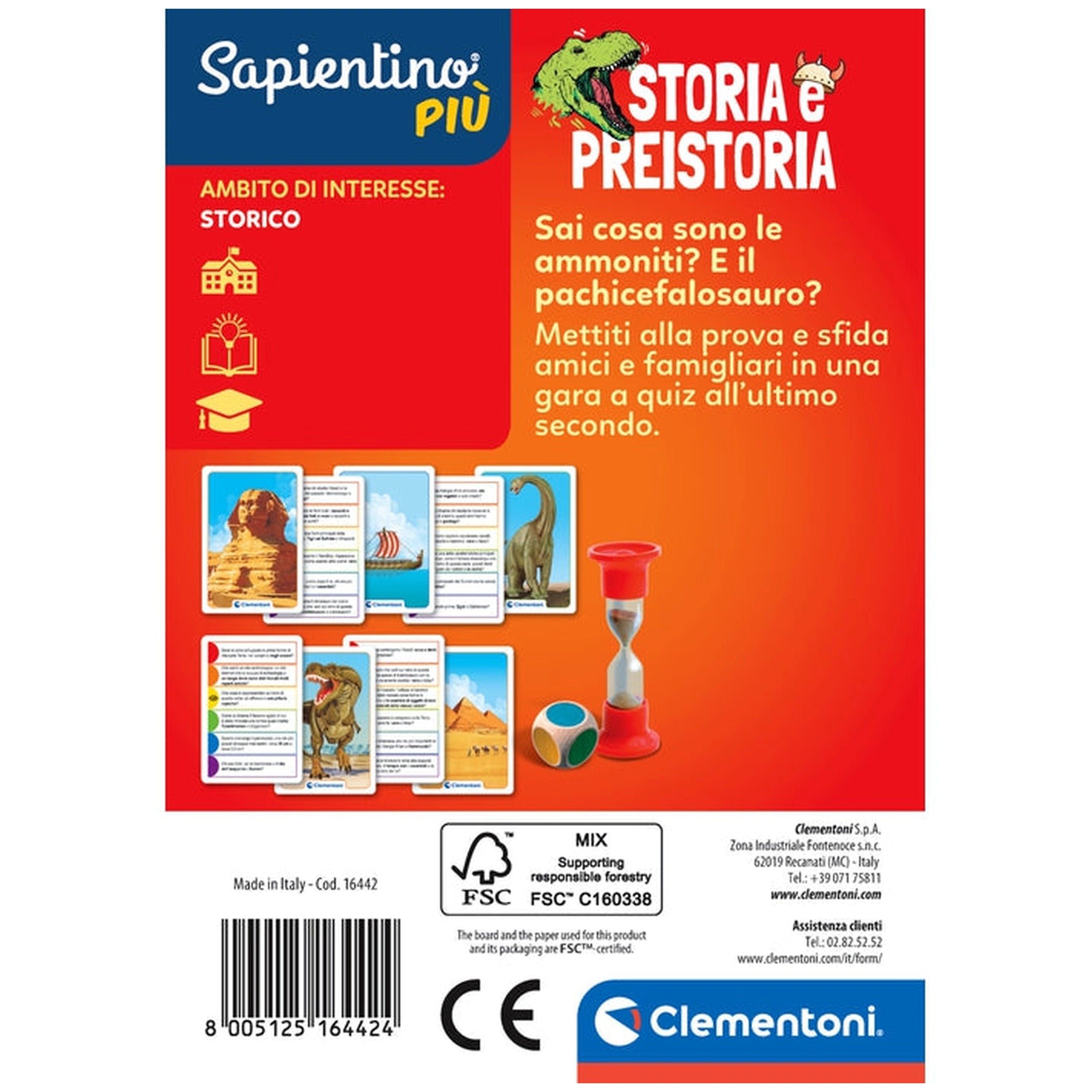Clementoni - Testa A Testa Juegos de Cartas Historia y Prehistoria - Edición Italiana
