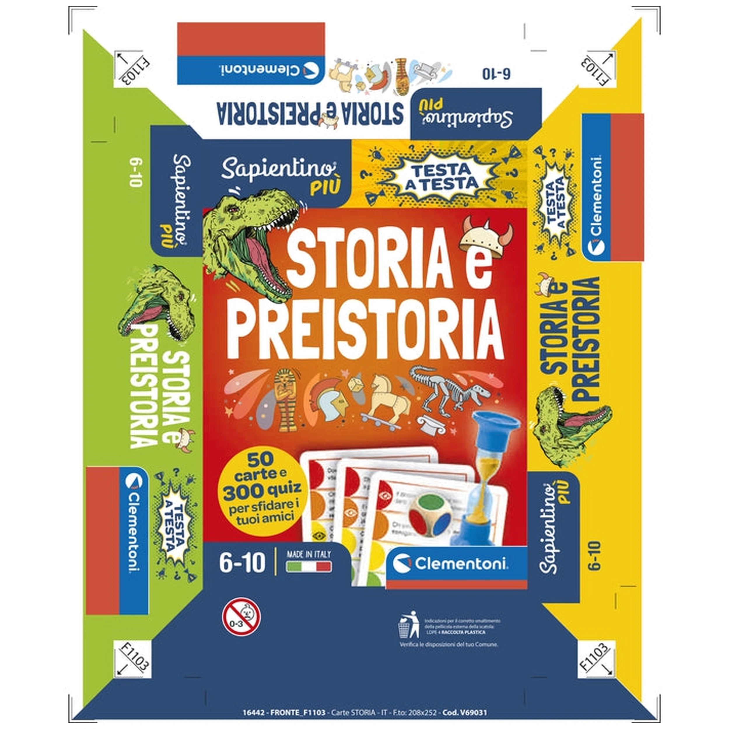 Clementoni - Testa A Testa Juegos de Cartas Historia y Prehistoria - Edición Italiana