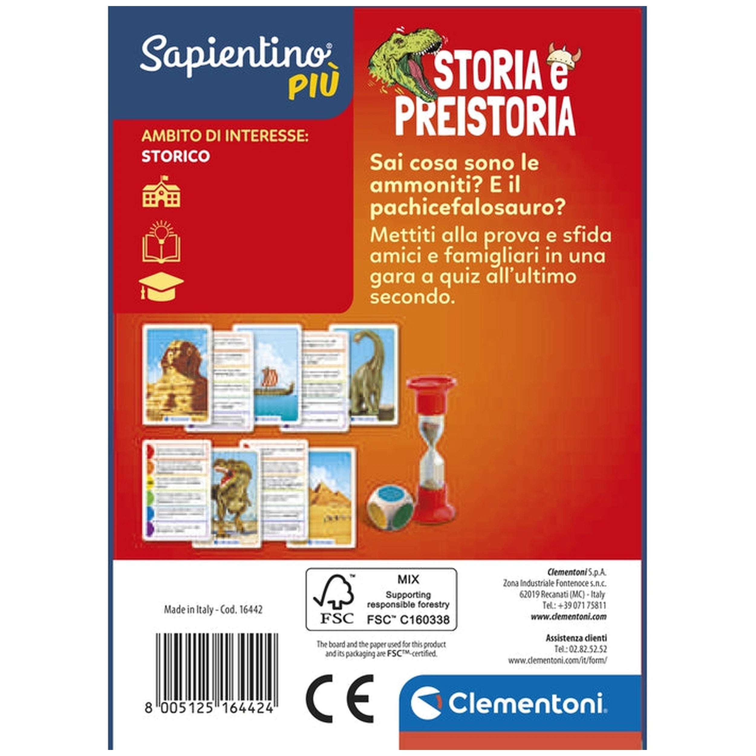 Clementoni - Testa A Testa Juegos de Cartas Historia y Prehistoria - Edición Italiana