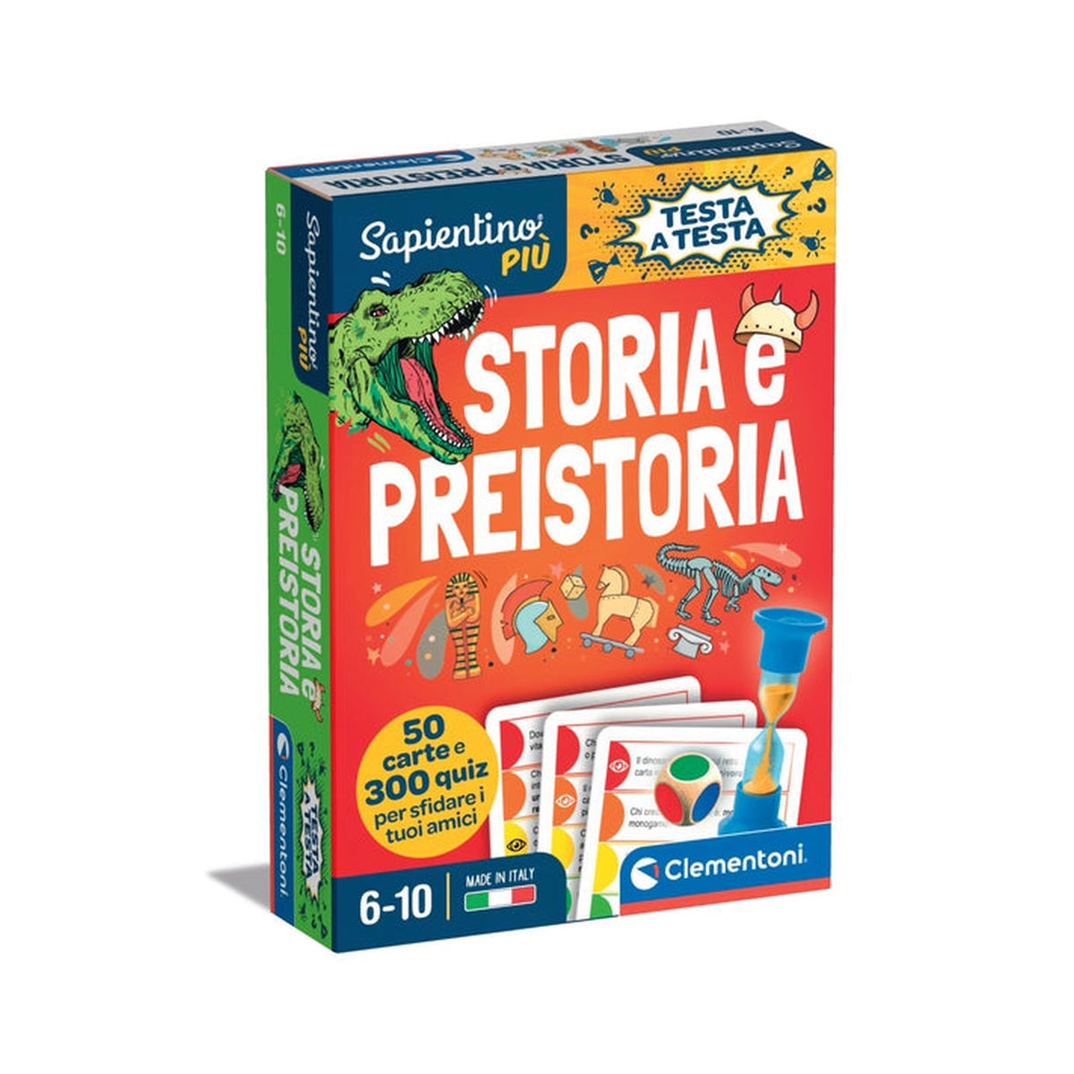 Clementoni - Testa A Testa Juegos de Cartas Historia y Prehistoria - Edición Italiana