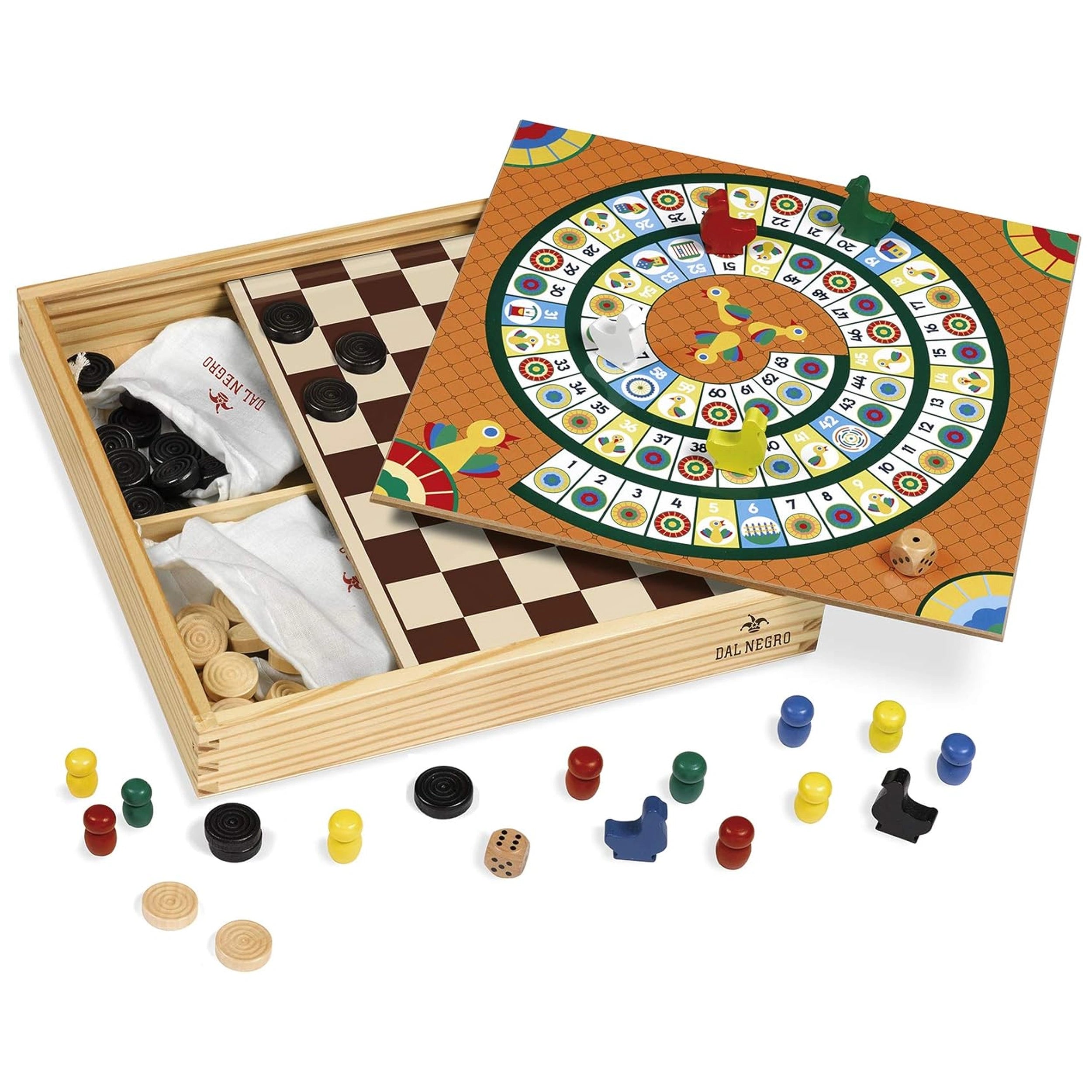 Dal Negro - Set de Juegos de Mesa de Madera Many Games