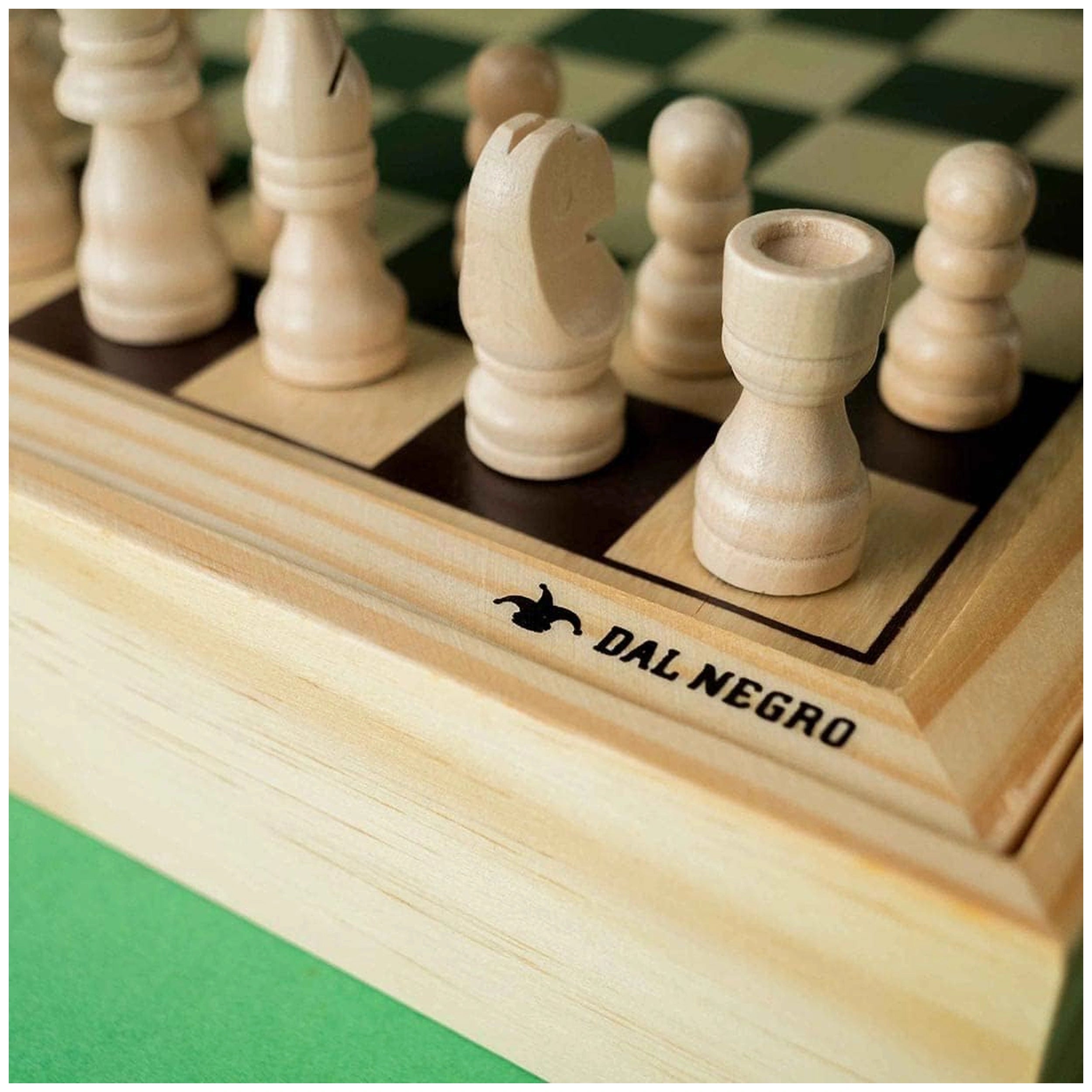 Dal Negro - Tria Chess And Checkers Top Wooden Board Games Set