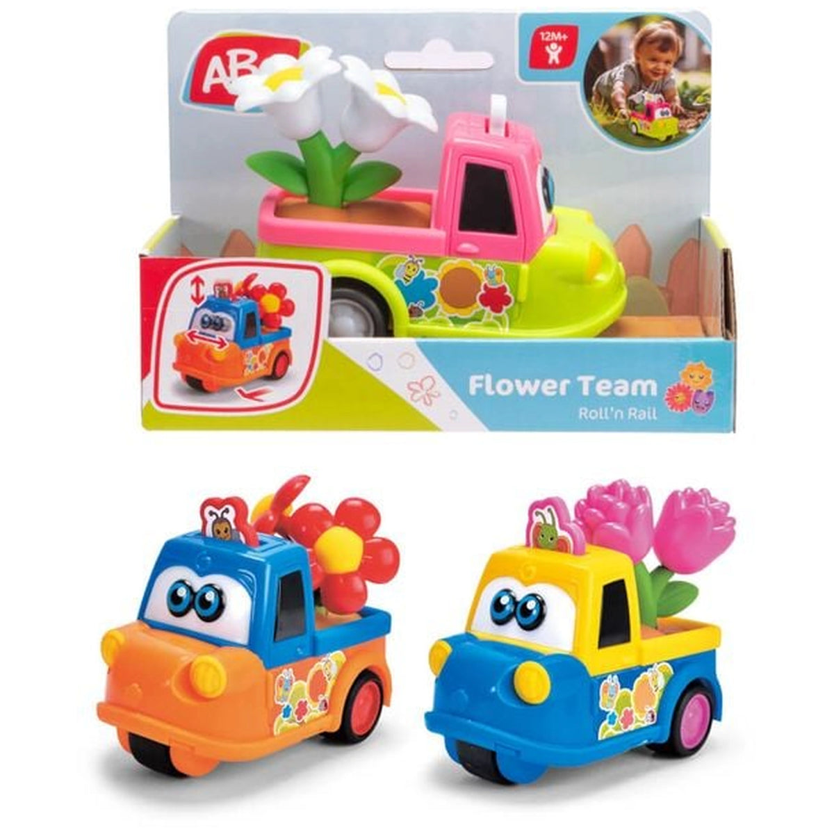 Dickie - Vehículo de Juego ABC-Flower-Team-Roll'n-Rail