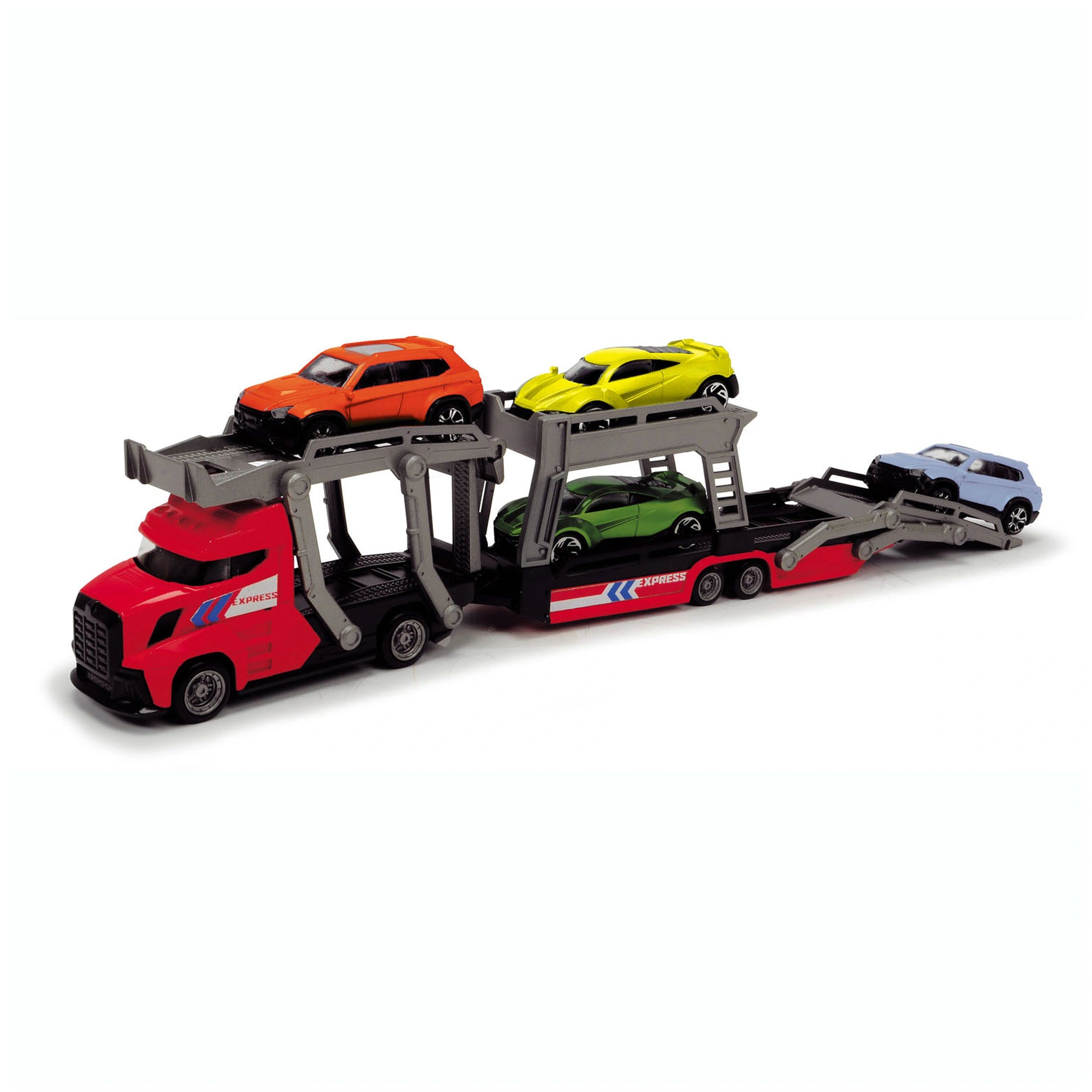 Dickie - Camión Transportador de Coches Deja Que La Diversión Rueda Vehículos de Juego