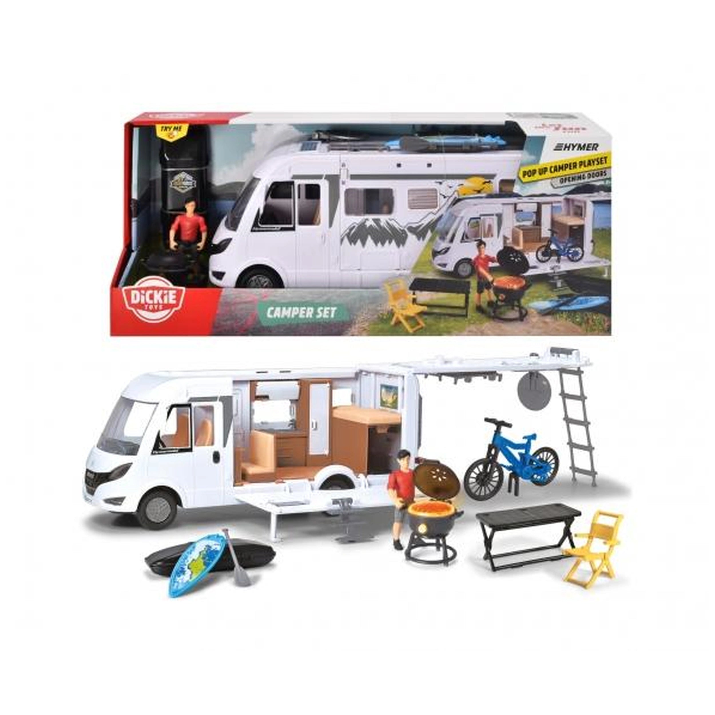 Dickie - Hymer Camper Set de Juego de Vehículos Pop Up