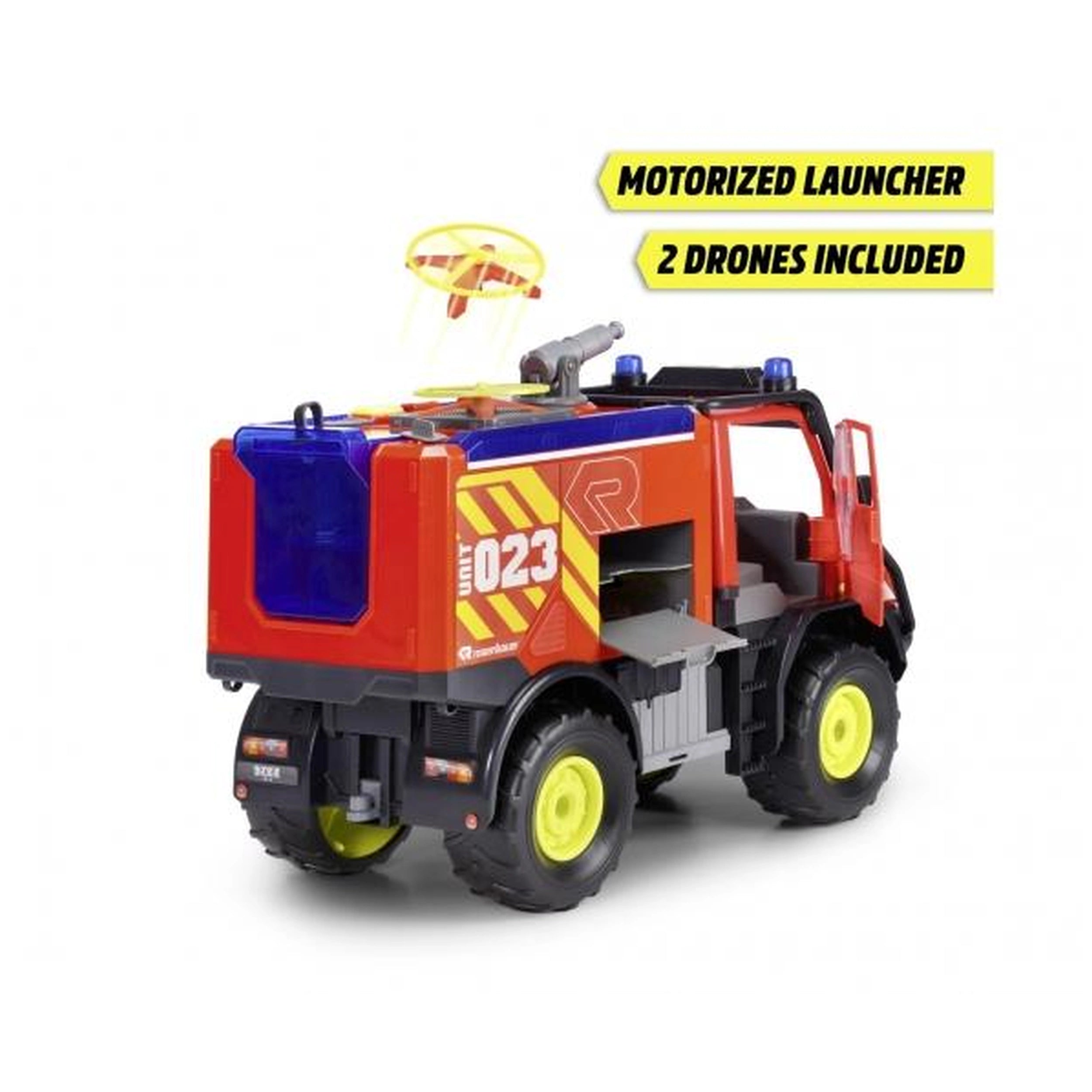Dickie - Mercedes-Benz Unimog U530 Vehículo de Rescate de Bomberos con Luces y Sonidos