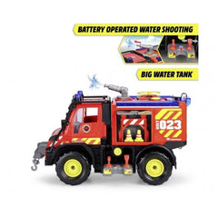 Dickie - Mercedes-Benz Unimog U530 Vehículo de Rescate de Bomberos con Luces y Sonidos