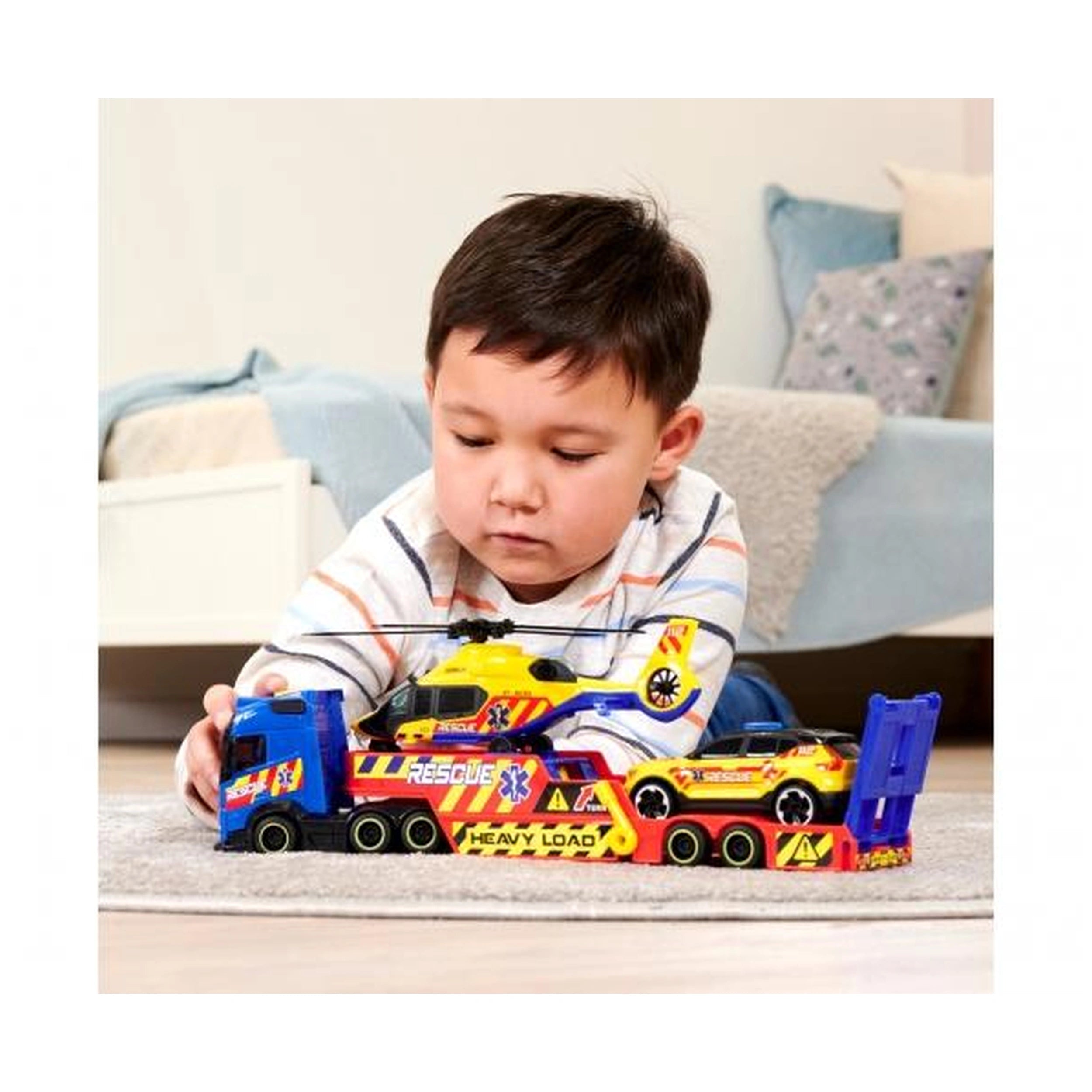 Dickie - Vehículos de Juego Transportador de Rescate 3 en 1