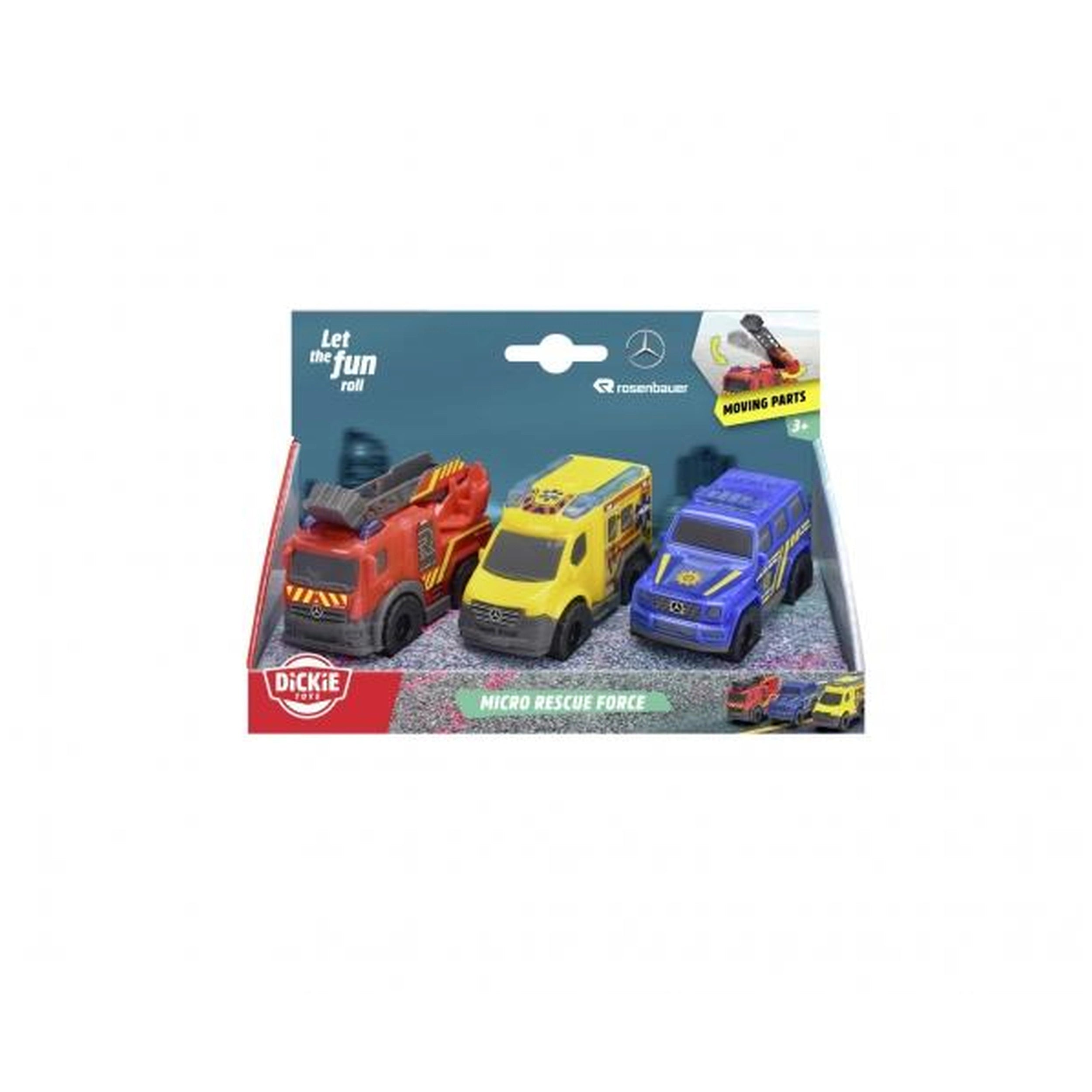 Dickie - Set de equipo Sos de 3 piezas de vehículos de juego