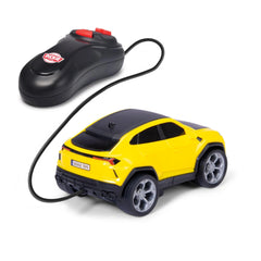 Dickie Toys - Lamborghini Urus Racing Toy Car for Kids Ages 3 Years+ - 13 cm Scale Licensed Sports Vehicle with Wired Cable Remote Control, Lights, Sound Effects and Try Me Function
