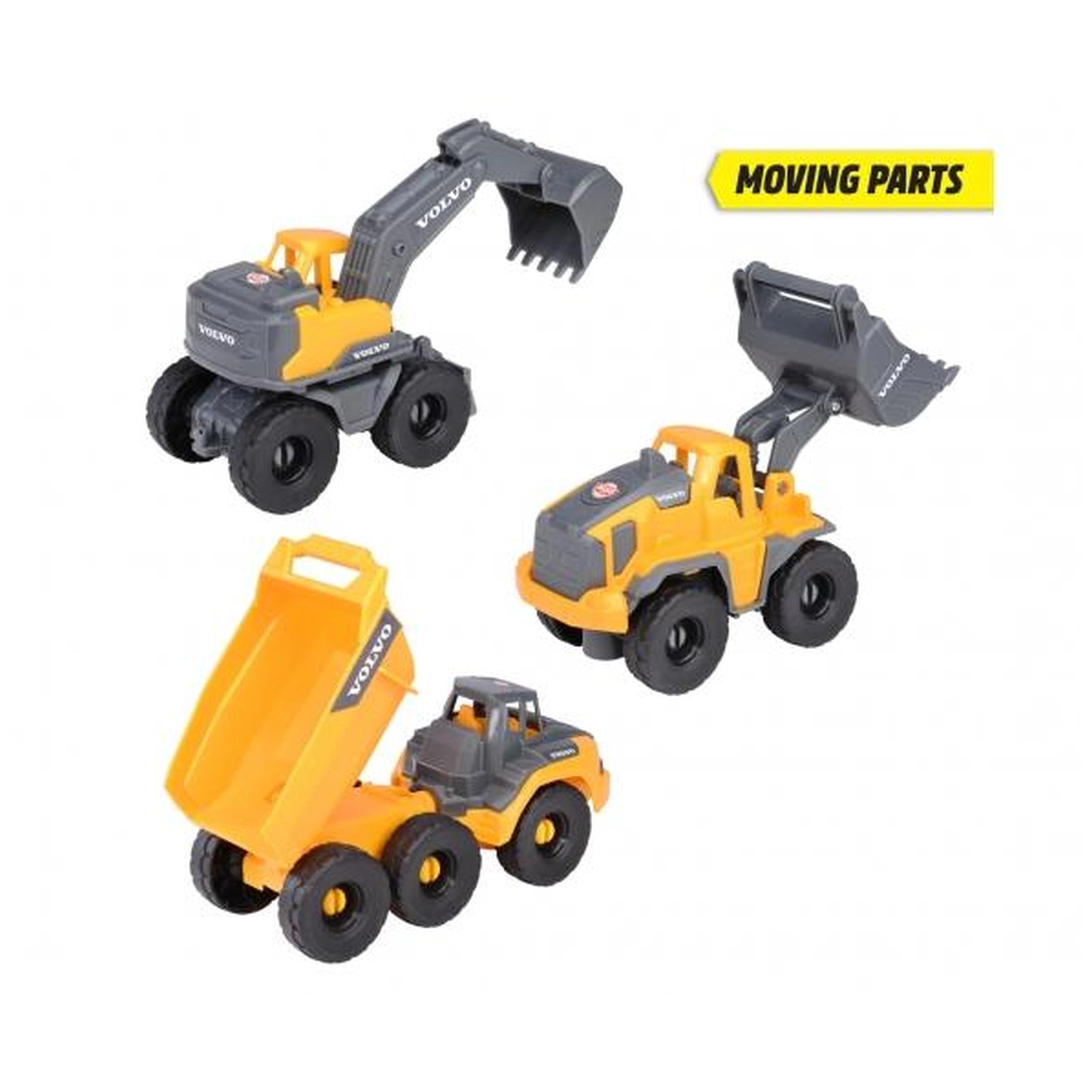 Dickie - Pack de 3 Vehículos de Construcción Volvo