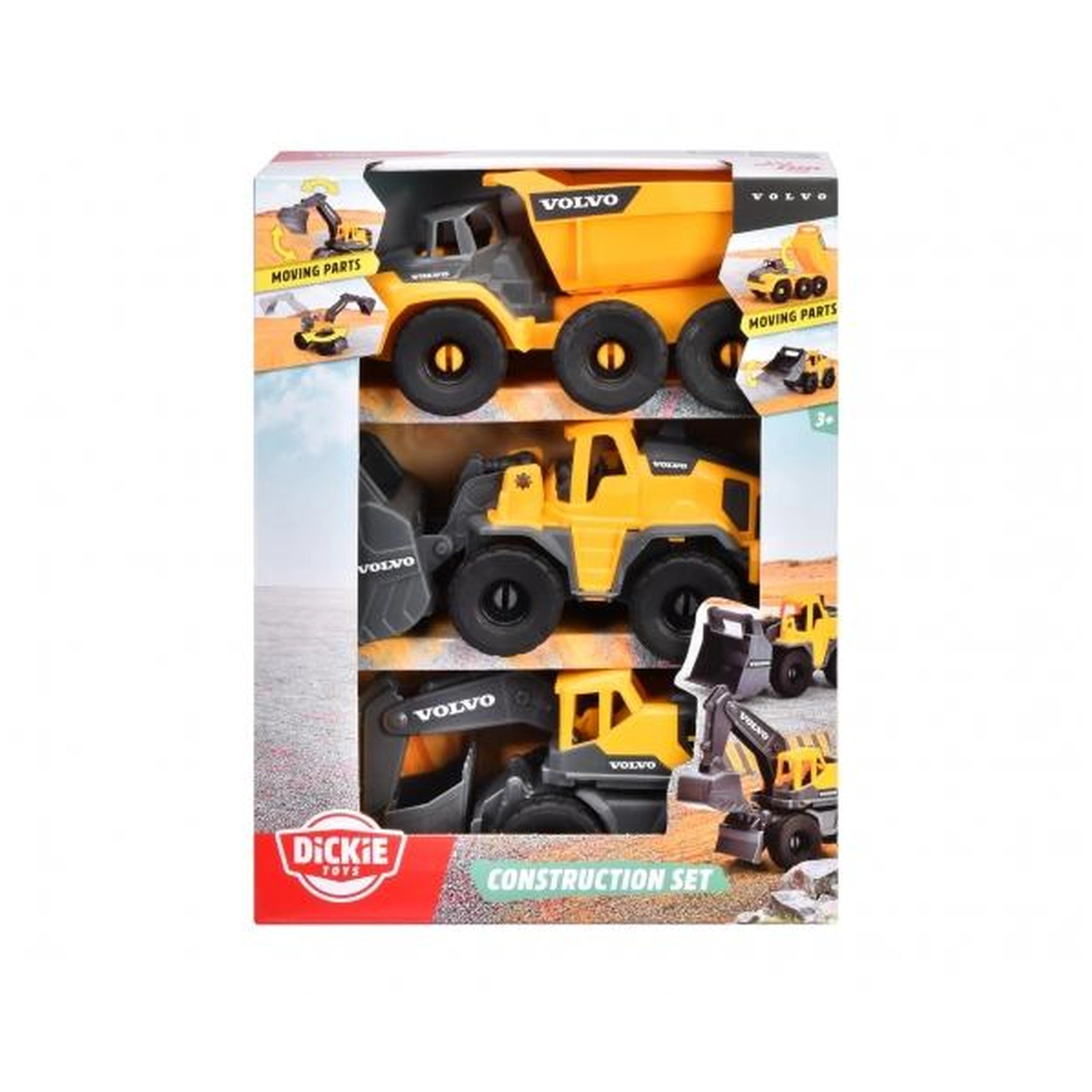 Dickie - Pack de 3 Vehículos de Construcción Volvo