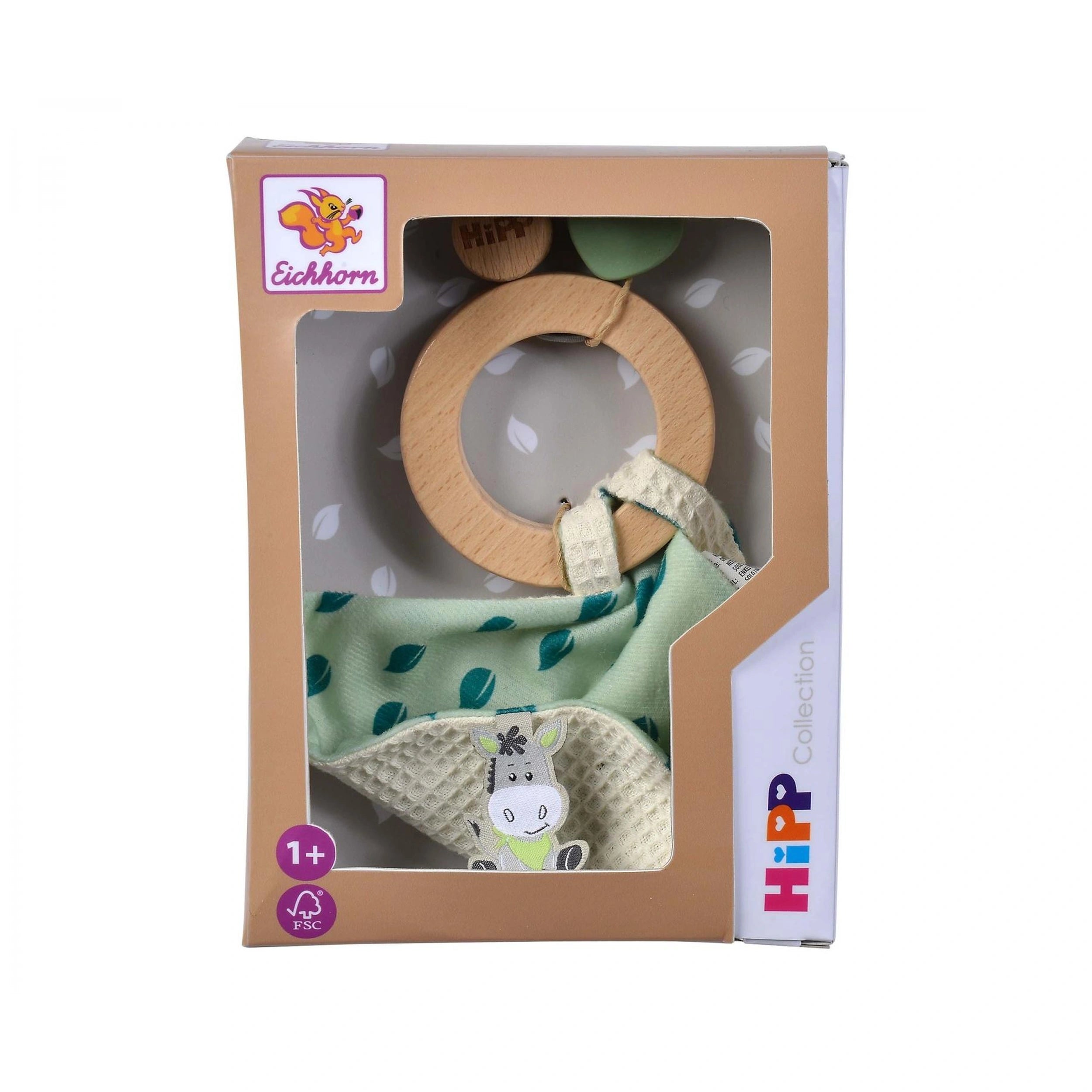 Eichhorn - Anillo de Madera para la Dentición Baby HIPP con Pañuelo de Abrazo - Chupetes y Mordedores - Chupetes y Mordedores