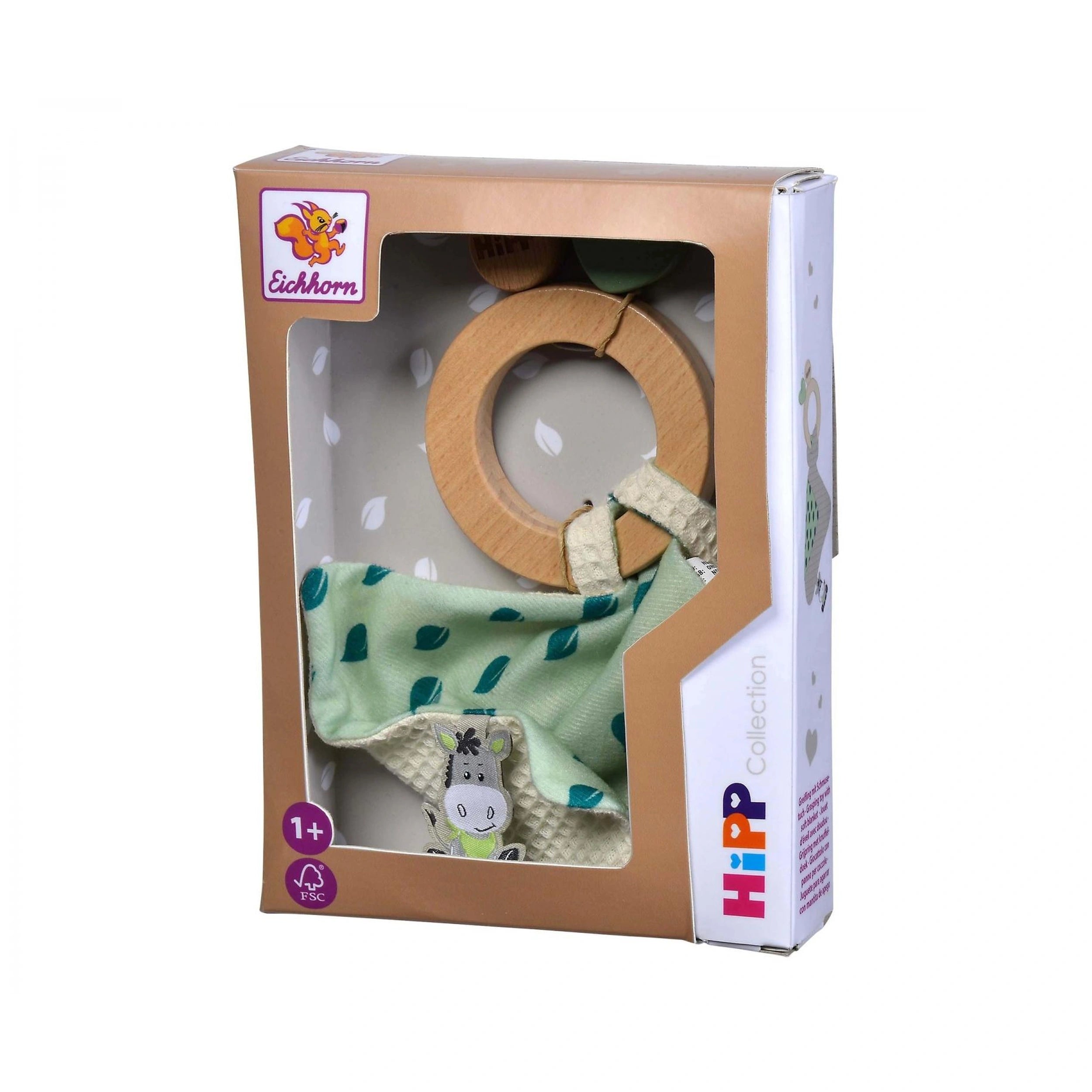 Eichhorn - Anillo de Madera para la Dentición Baby HIPP con Pañuelo de Abrazo - Chupetes y Mordedores - Chupetes y Mordedores