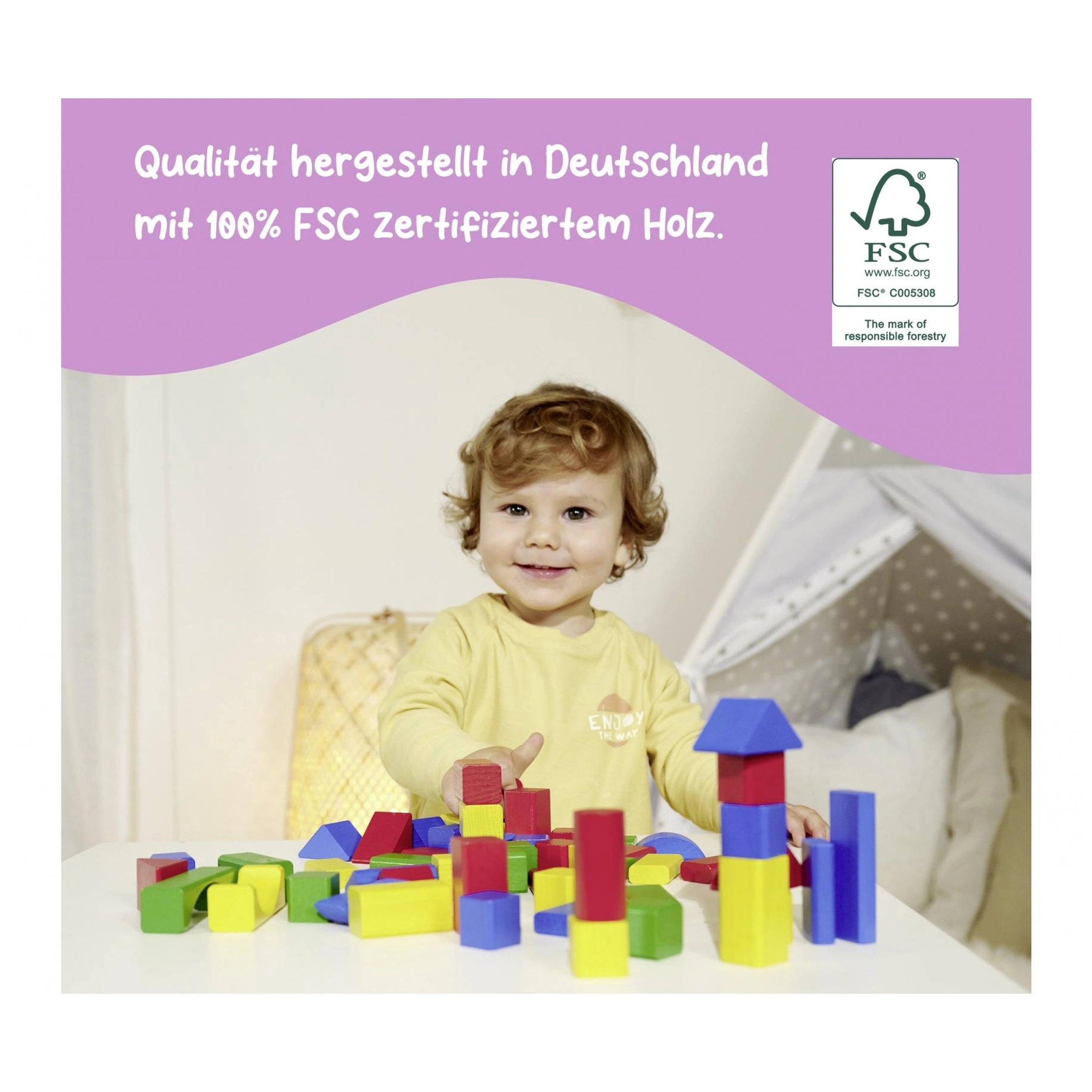 Eichhorn - Bloques de Madera de Colores - 100 Pzs - Juguetes de Clasificación y Apilamiento - Juguetes de Clasificación y Apilamiento
