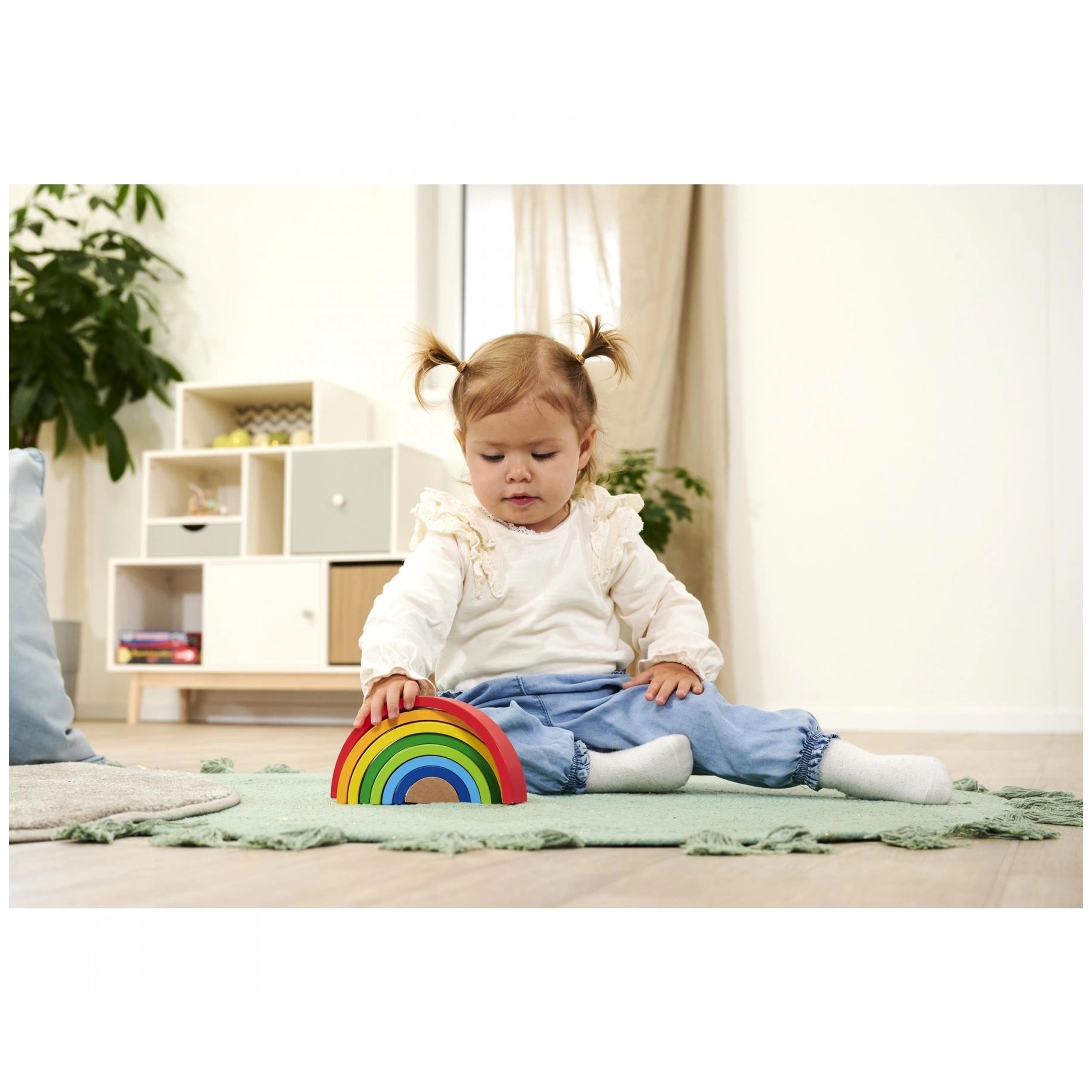 Eichhorn - Arcoíris de Madera Apilable - 8 Piezas - Juguetes de Actividad para Bebés - Juguetes de Actividad para Bebés