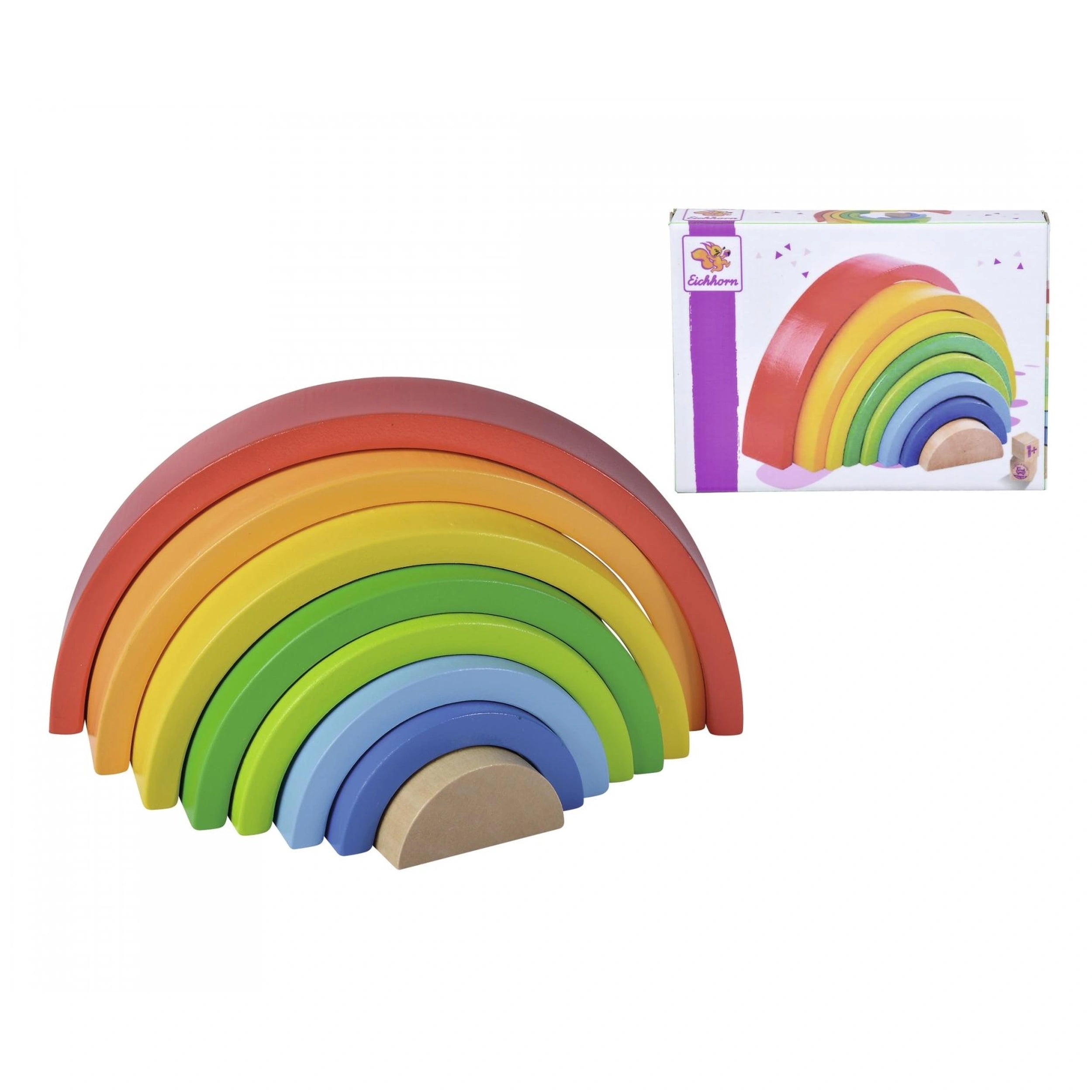 Eichhorn - Arcoíris de Madera Apilable - 8 Piezas - Juguetes de Actividad para Bebés - Juguetes de Actividad para Bebés