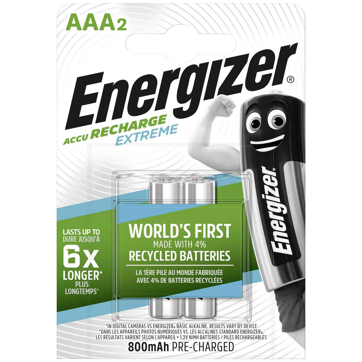 Batería recargable Energizer Extreme Hr03 AAA Nimh 800 mAh 1.2 V 2 Pc(S)