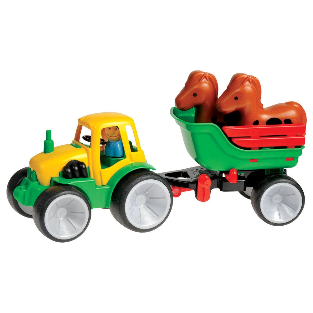 Gowi - Toy Playsets - Compact Tractor with Horse Trailer - 1+ Yrs - Durable Design