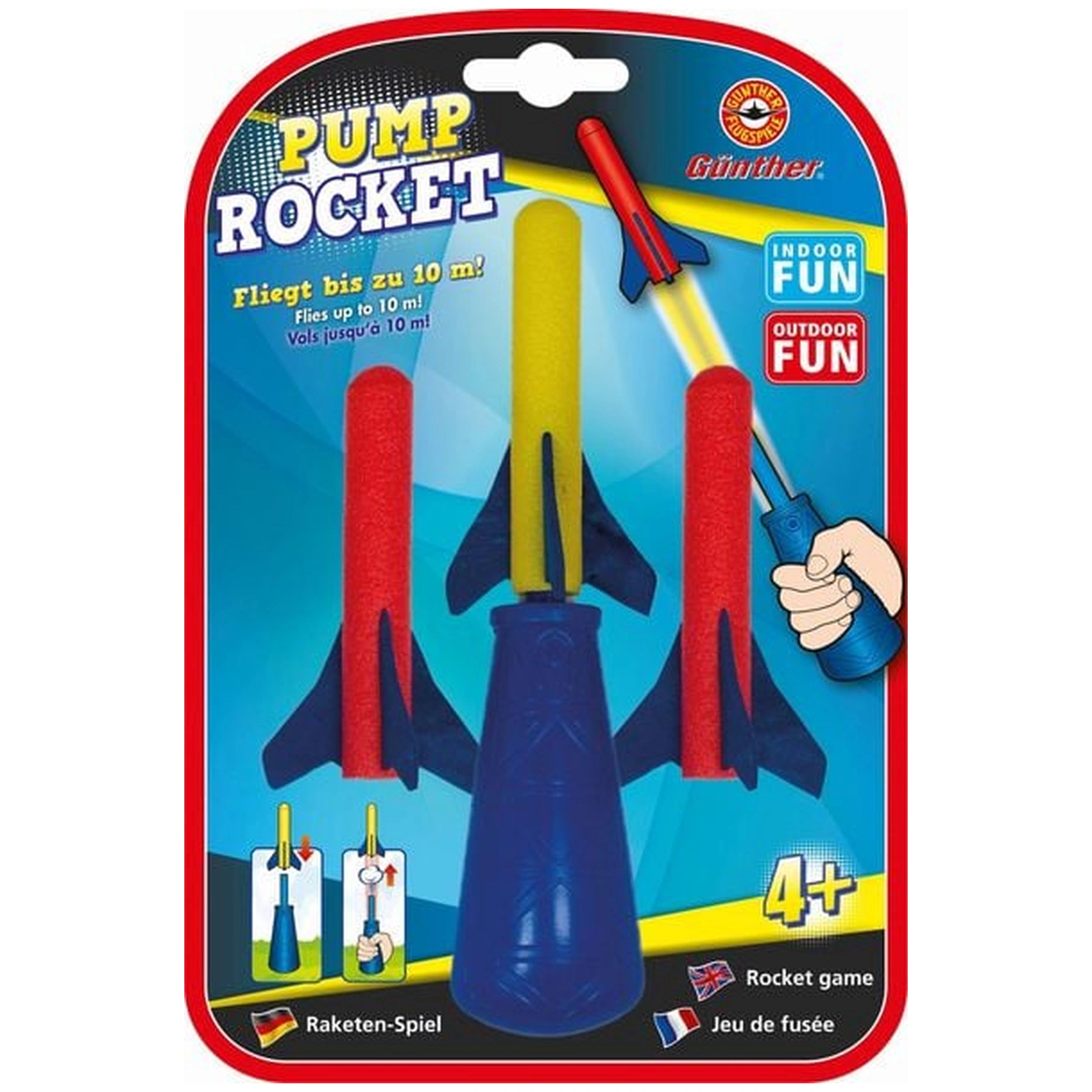 Gunther Flugspiele - Pump Rocket Foam Toy 3-Piece Set - Outdoor Play Equipment