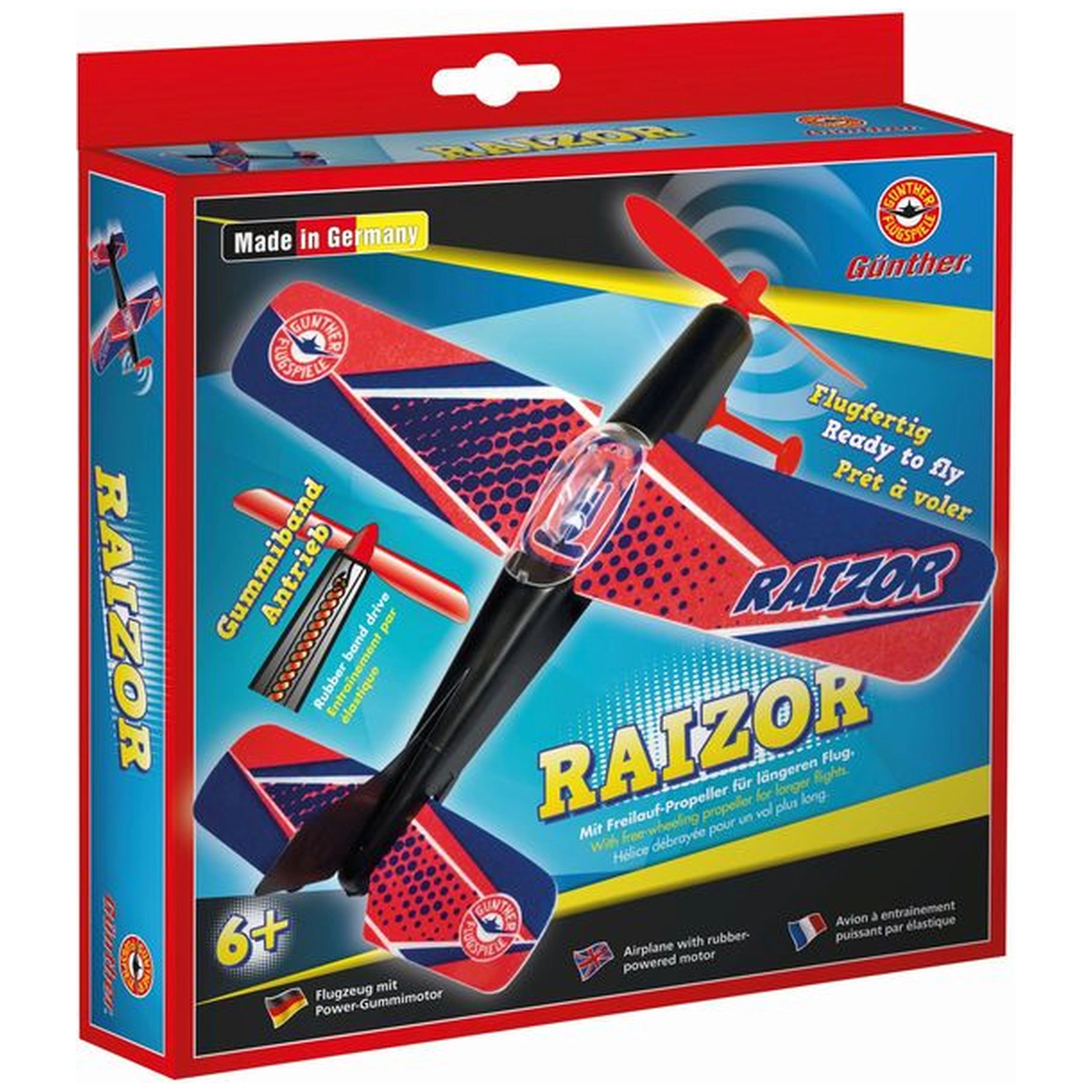 Gunther Flugspiele - Raizor Flying Propeller With Rubber Motor 25X22Cm - Outdoor Play Equipment