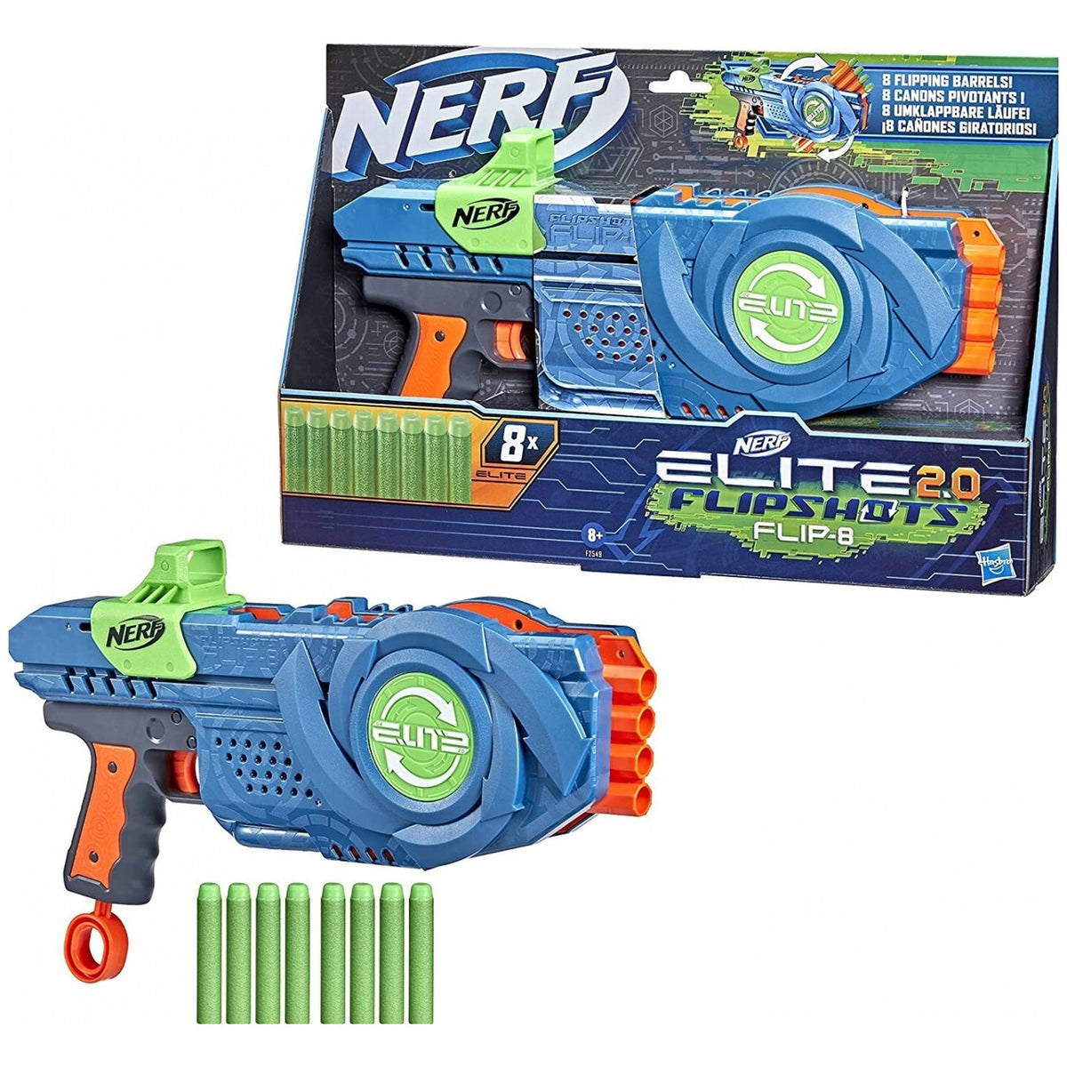 Hasbro - Nerf Elite 2.0 Flipshots Flip-8 Blaster - Equipamiento para Juegos al Aire Libre